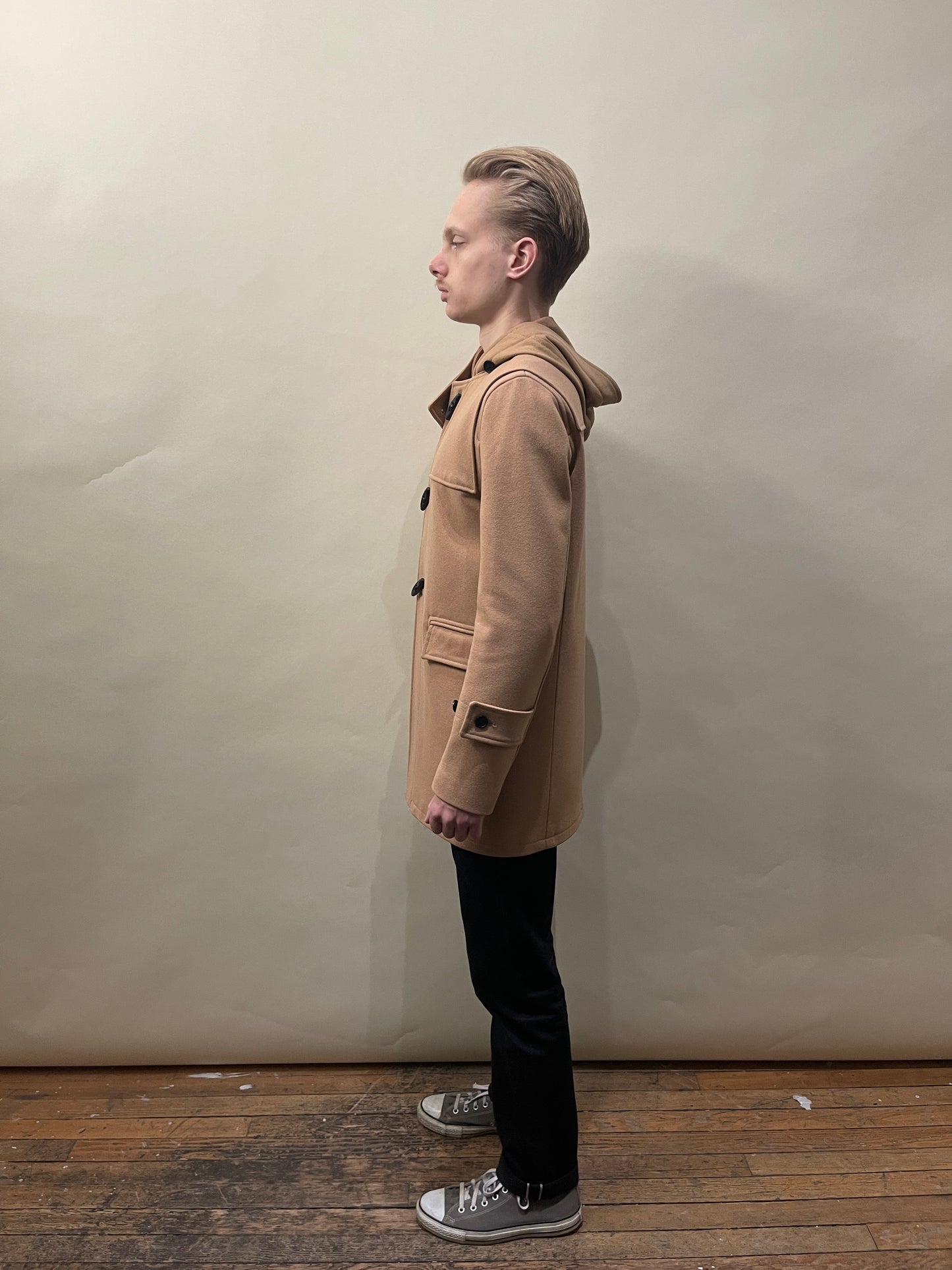 Sandro Camel Wool Cashmere Blend Hooded Duffle Coat Small - S