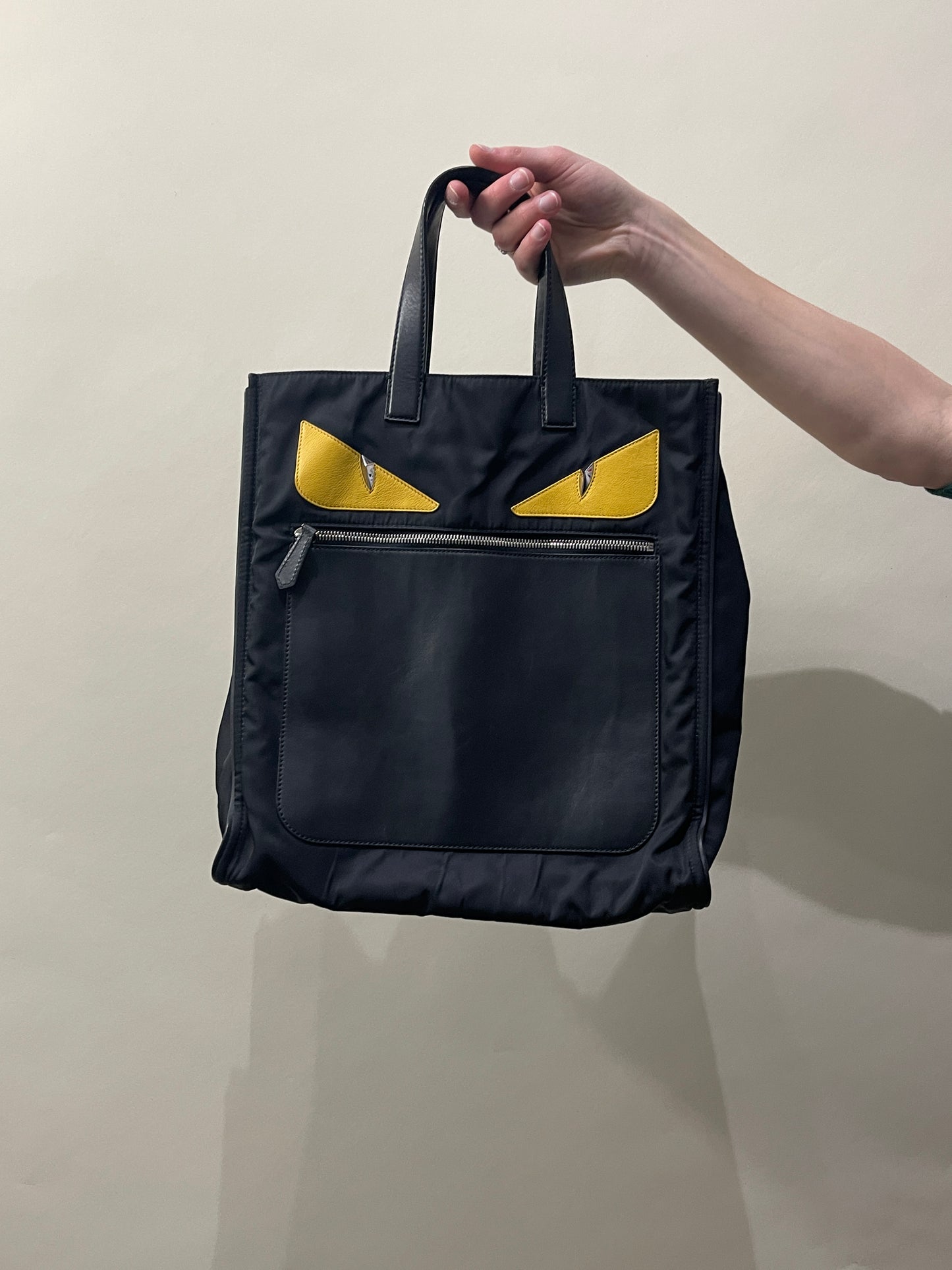 Fendi Black Nylon & Leather Monster Tote