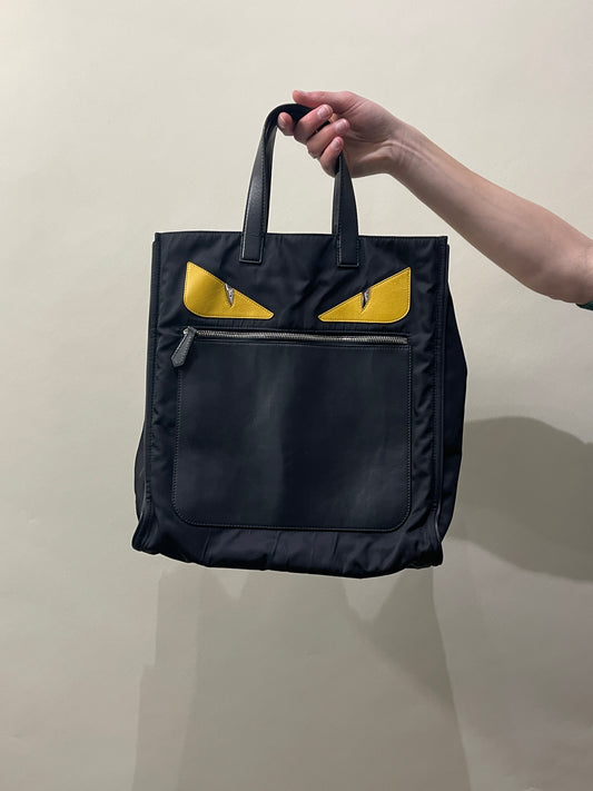 Fendi Black Nylon & Leather Monster Tote