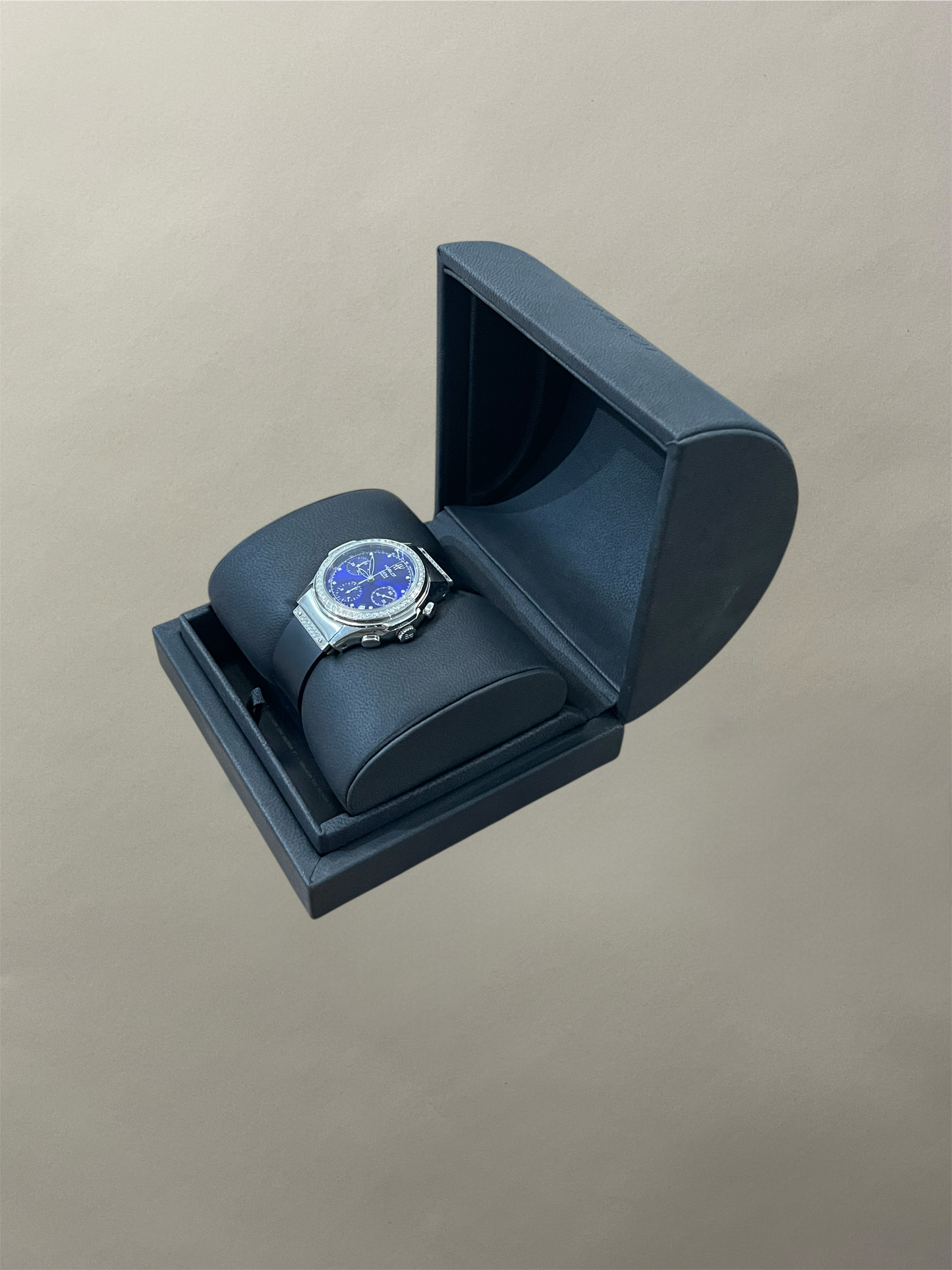 Hublot Silver & Blue Elegant MDM Chronograph Watch 40mm