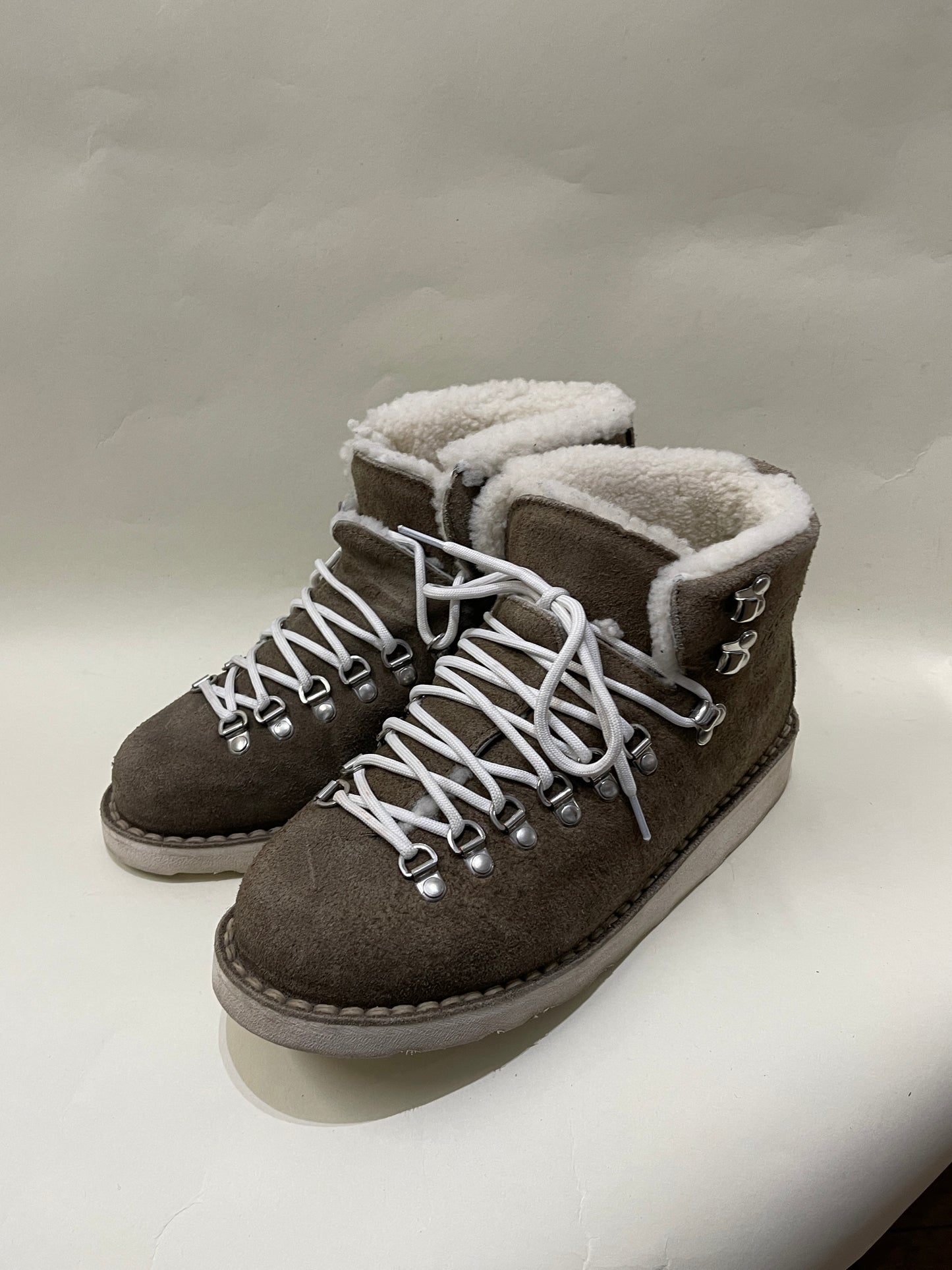 Diemme Olive Suede Shearling Lined Hiking Boots 8 M / 9.5 W