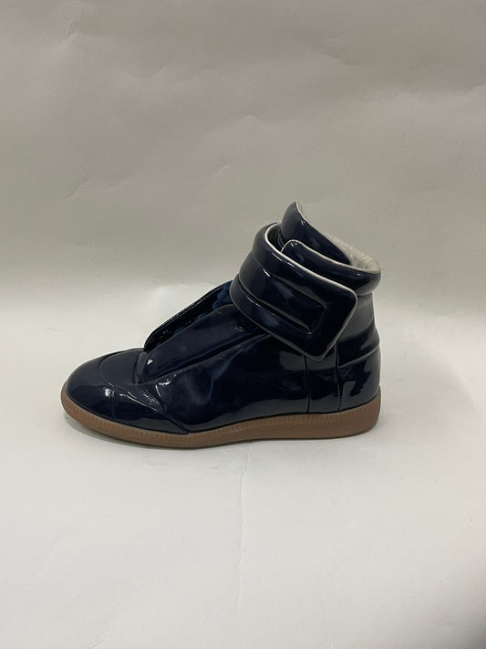 Maison Margiela Navy Blue Patent Leather Future Hi Sneakers 3.5 M / 5 W