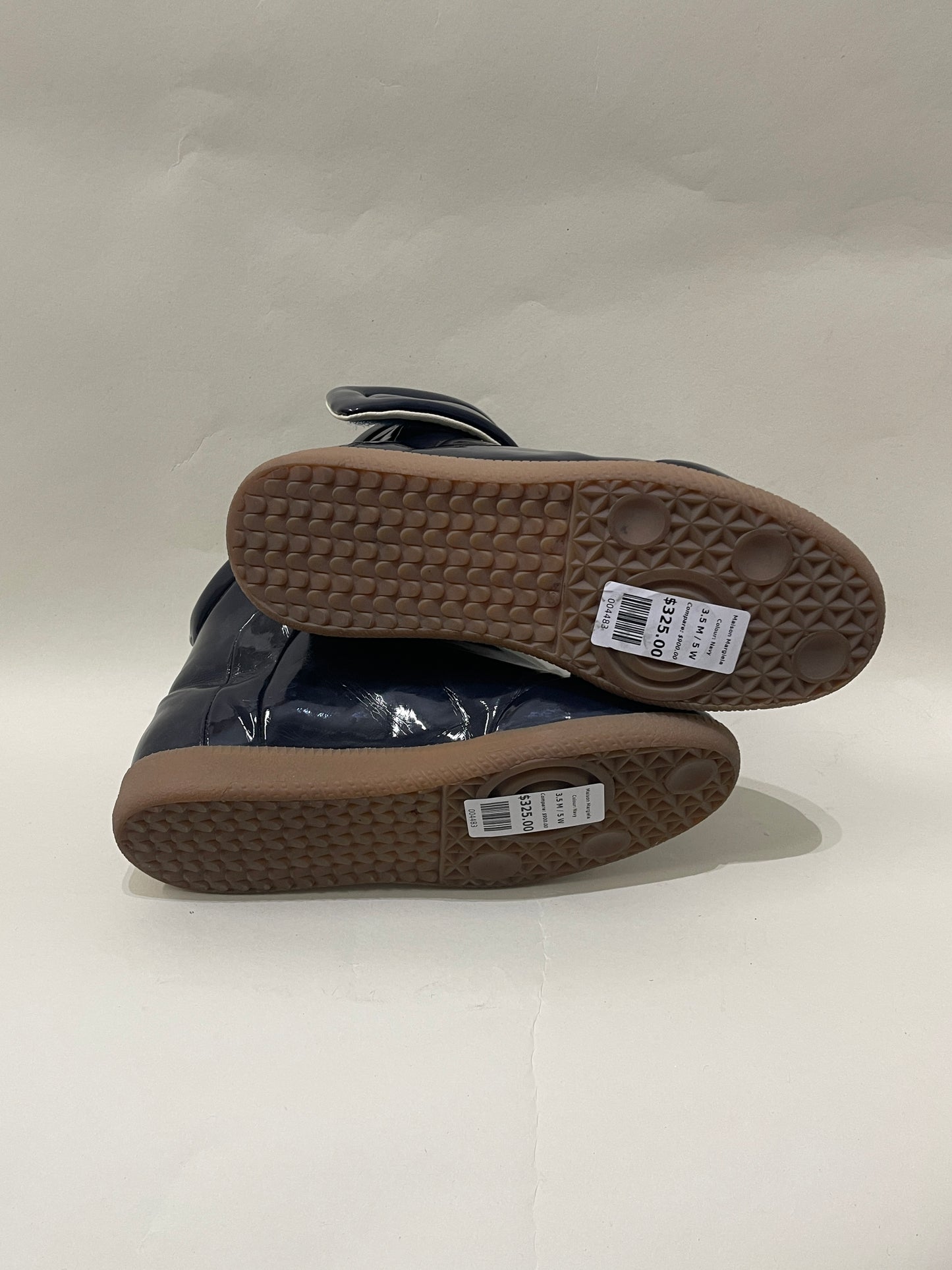 Maison Margiela Navy Blue Patent Leather Future Hi Sneakers 3.5 M / 5 W