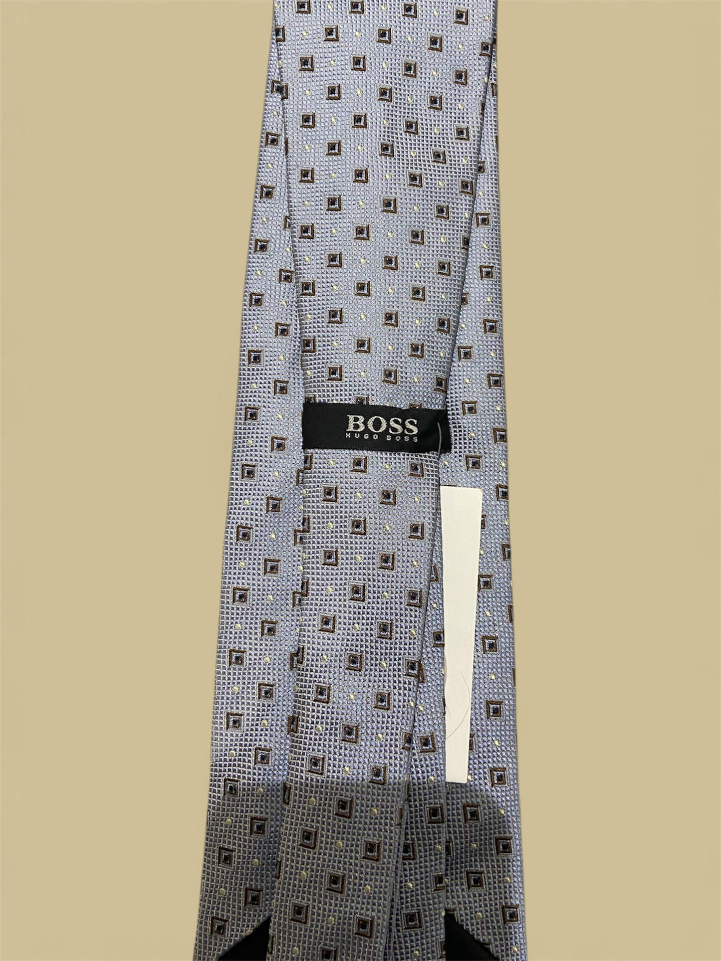 Hugo Boss Gold & Blue Postcard Pattern Silk Tie