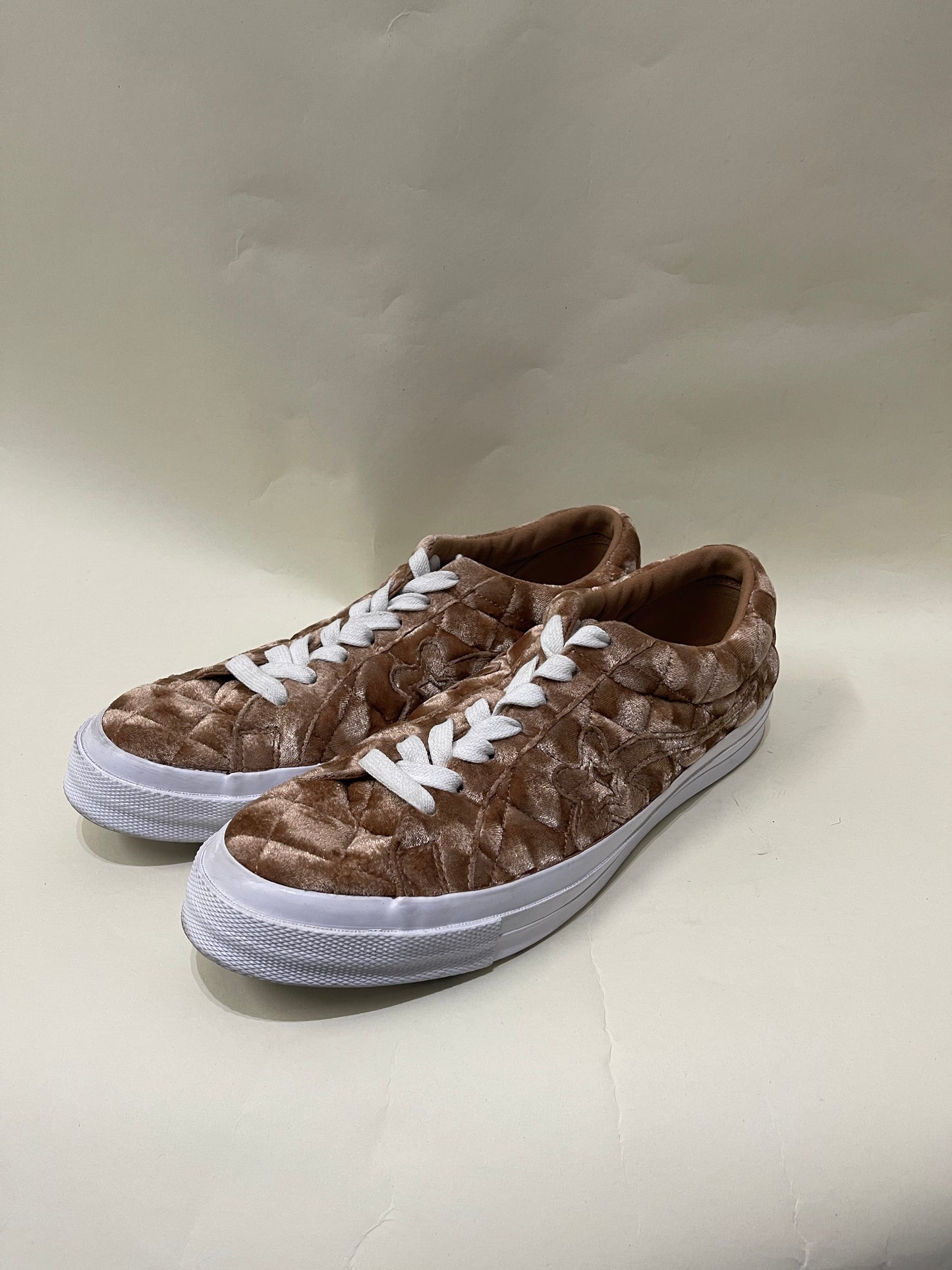 Converse x Golf Le Fleur Brown Sugar Quilted Velvet One Star Sneakers 10.5 M / 12 W