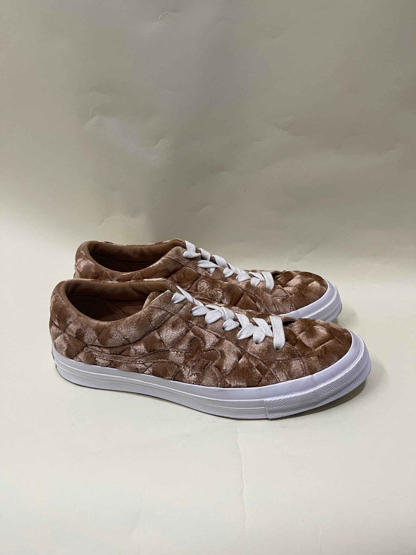 Converse x Golf Le Fleur Brown Sugar Quilted Velvet One Star Sneakers 10.5 M / 12 W
