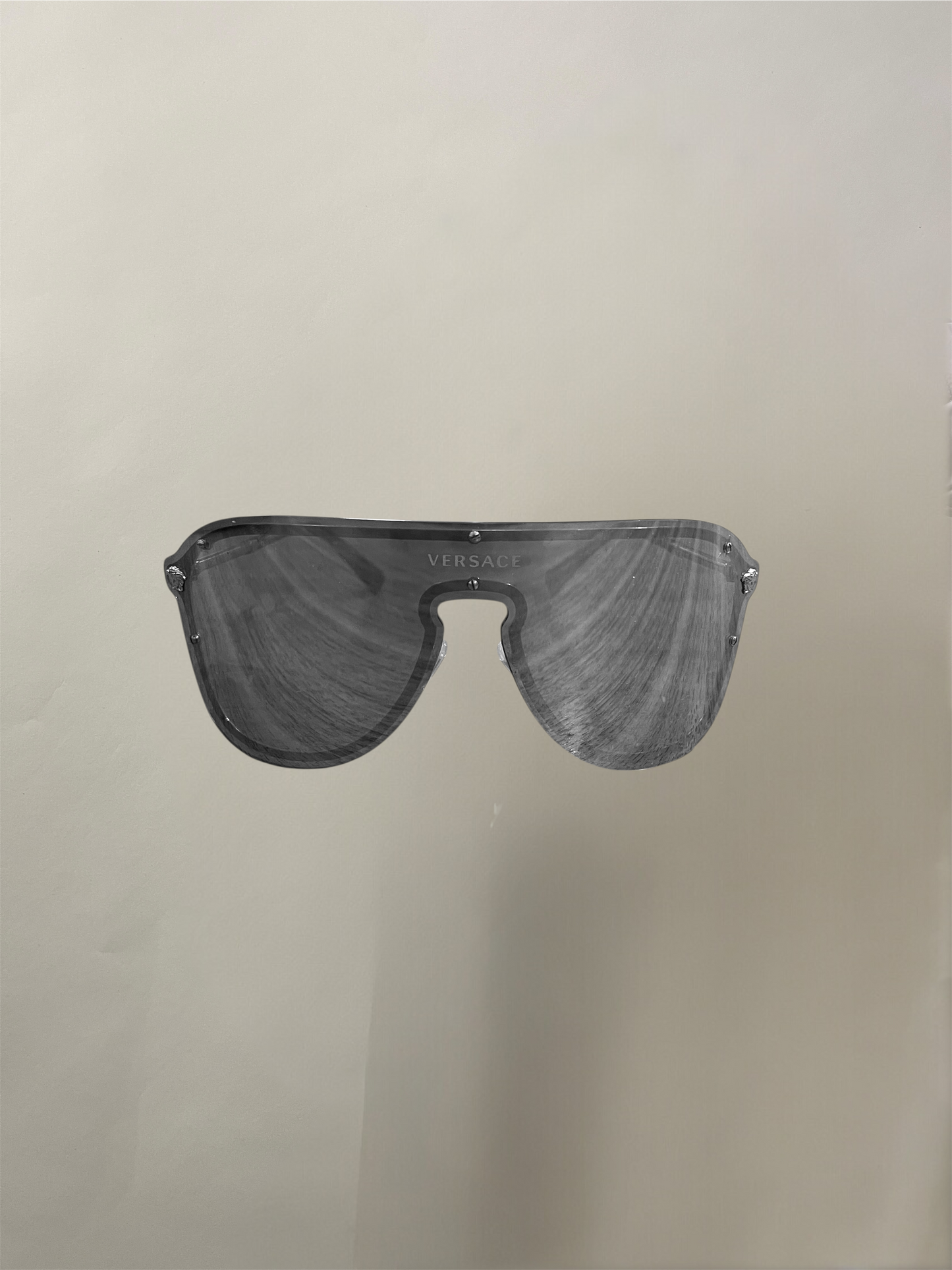 Versace Silver & Gunmetal Shield Sunglasses