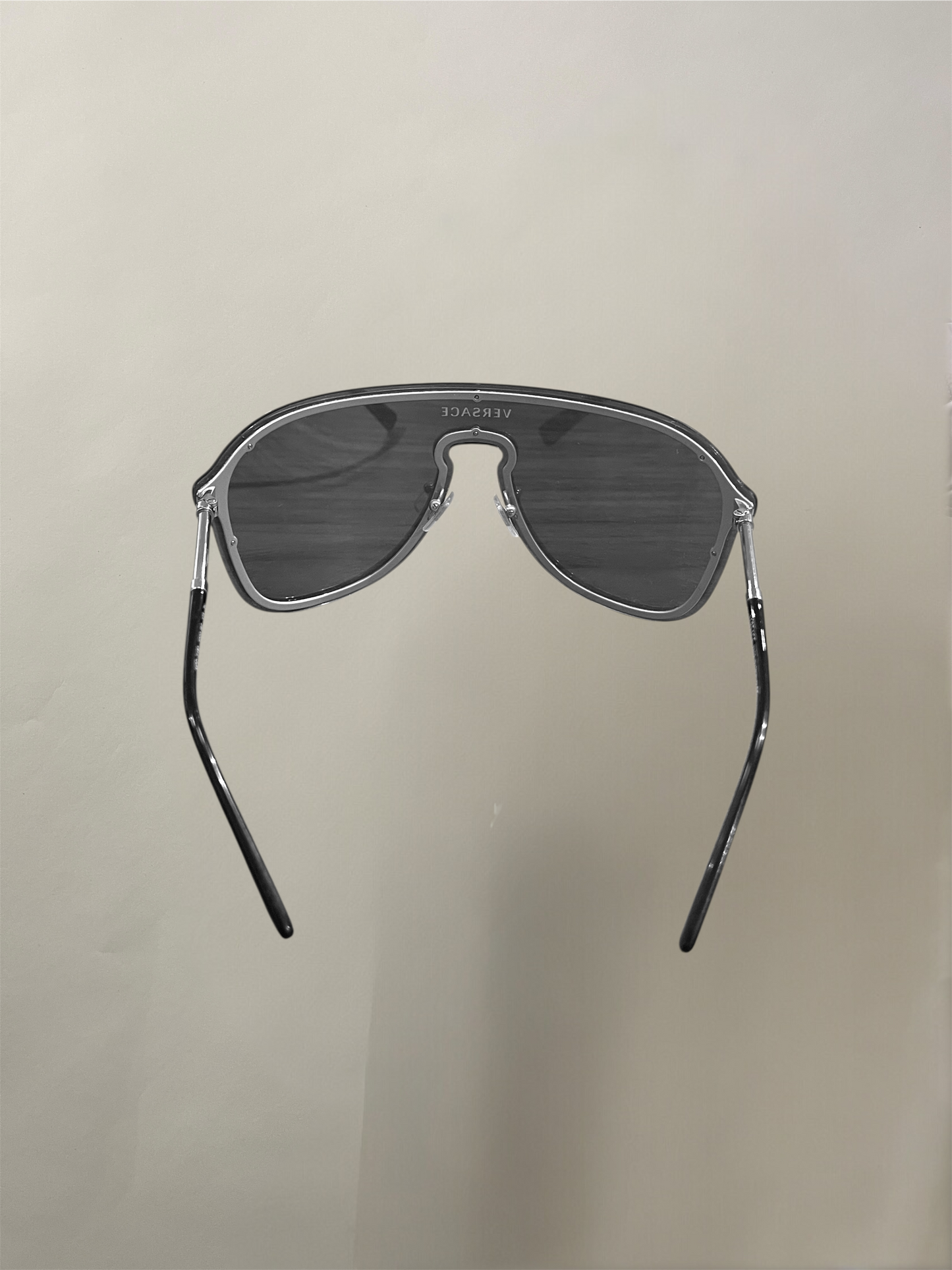 Versace Silver & Gunmetal Shield Sunglasses