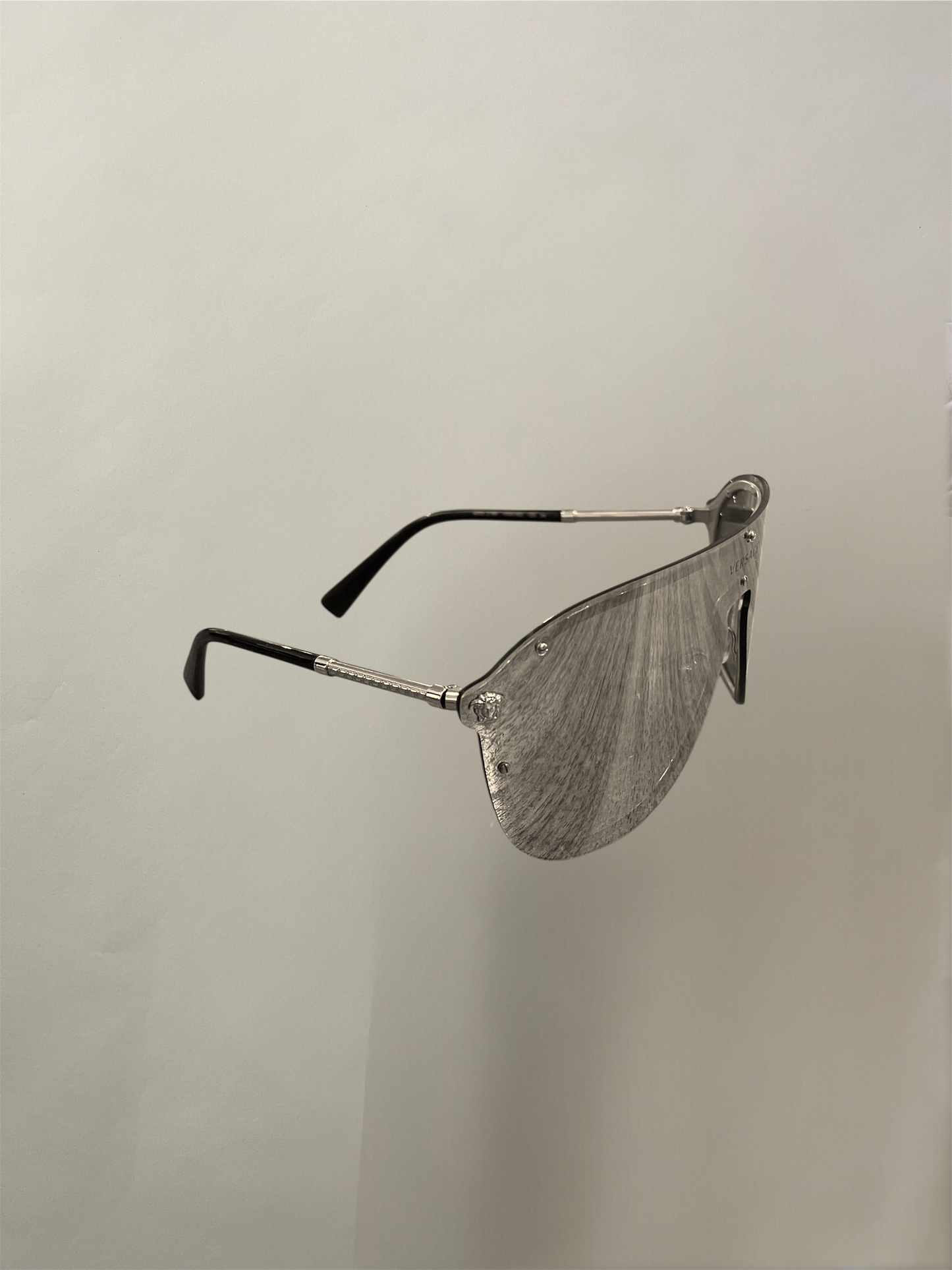 Versace Silver & Gunmetal Shield Sunglasses