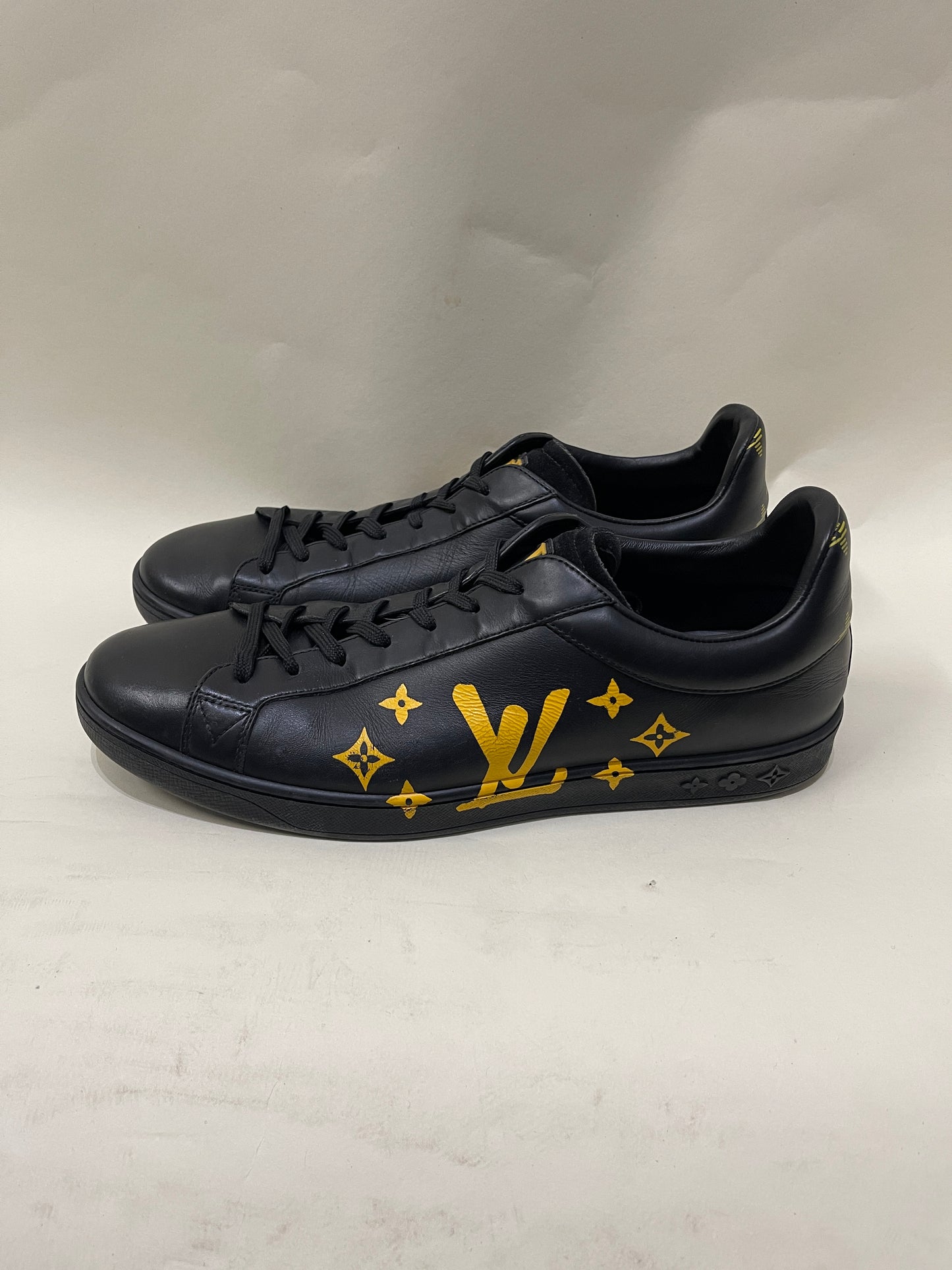 Louis Vuitton Black & Yellow Leather Luxembourg Sneakers 8.5 M / 10 W