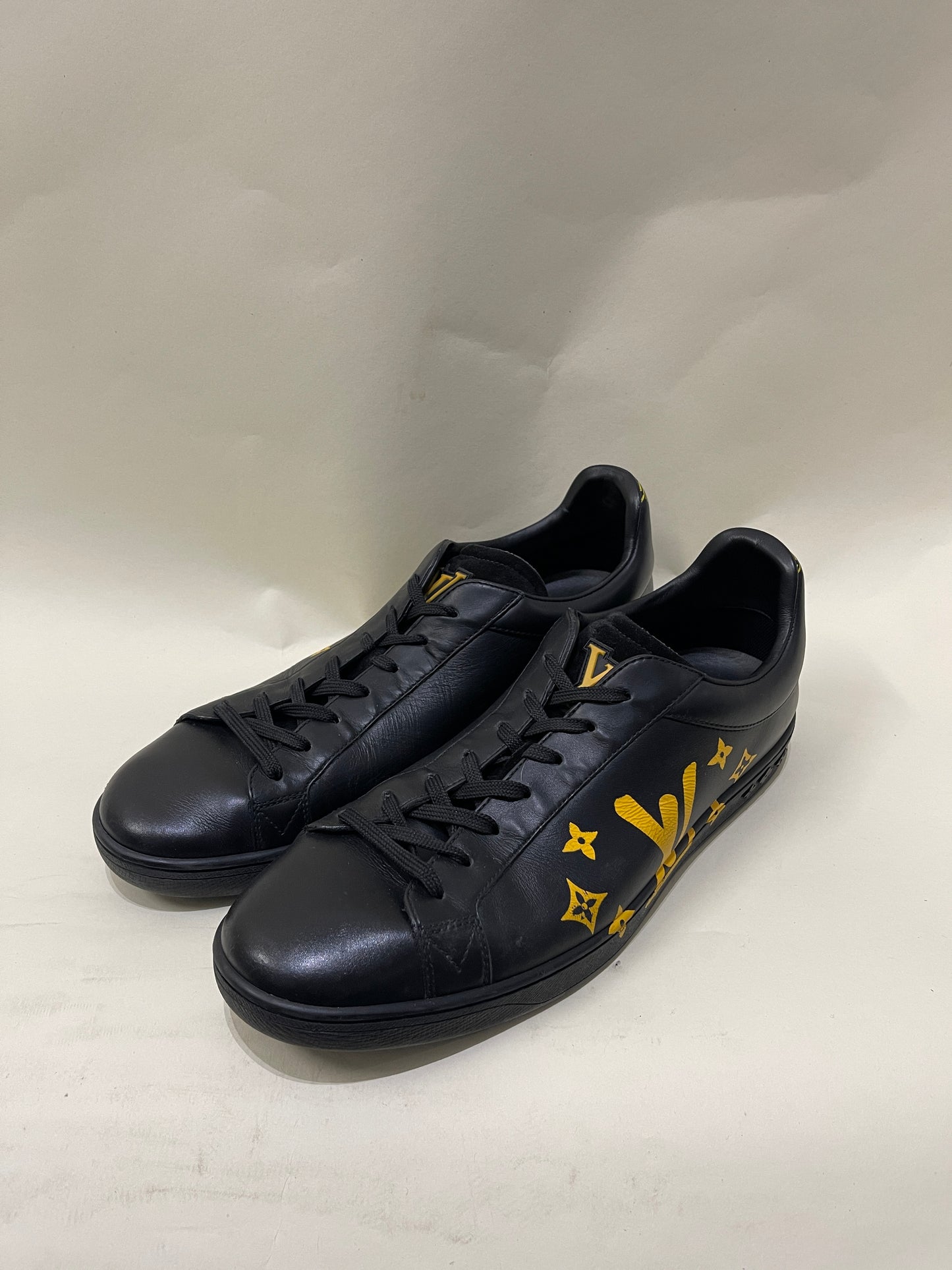 Louis Vuitton Black & Yellow Leather Luxembourg Sneakers 8.5 M / 10 W