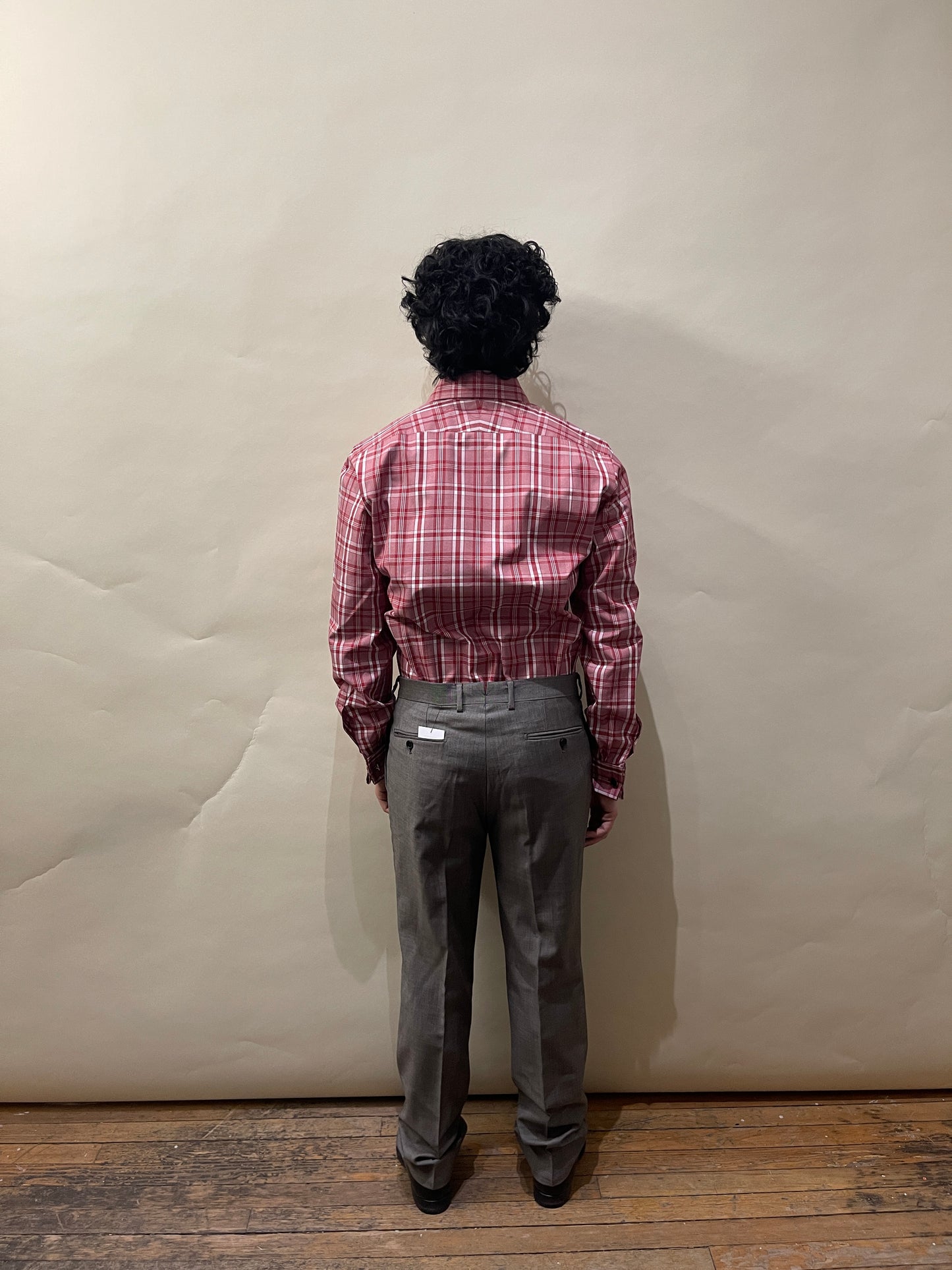 Tom Ford Red & White Plaid Heavy Cotton Dress Shirt 15.5