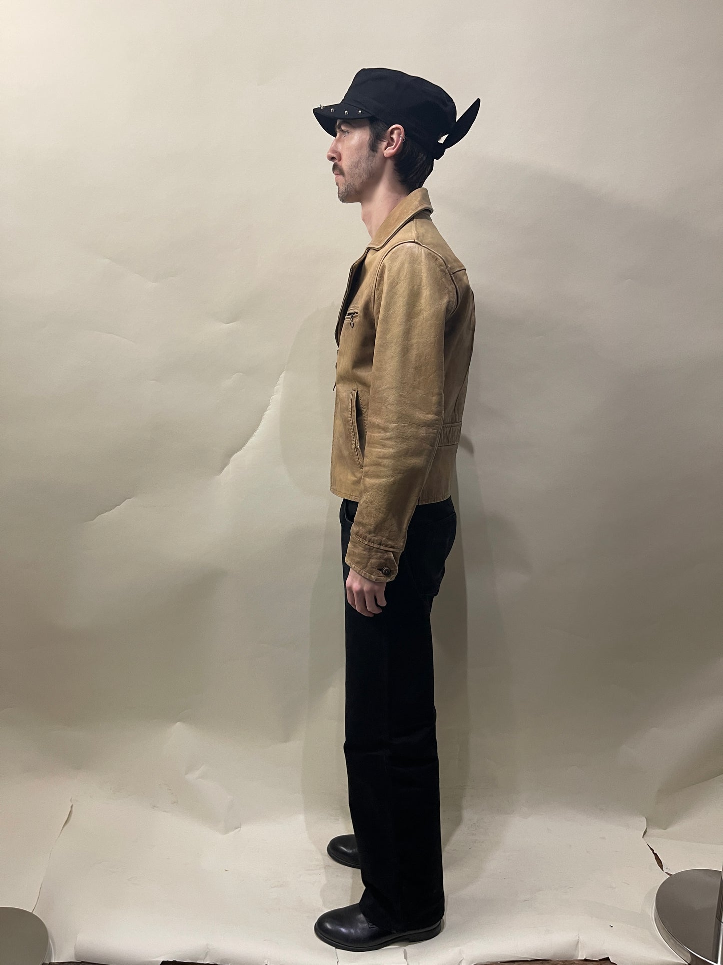 Polo Ralph Lauren Tan Natural Cowhide Biker Jacket Small - S