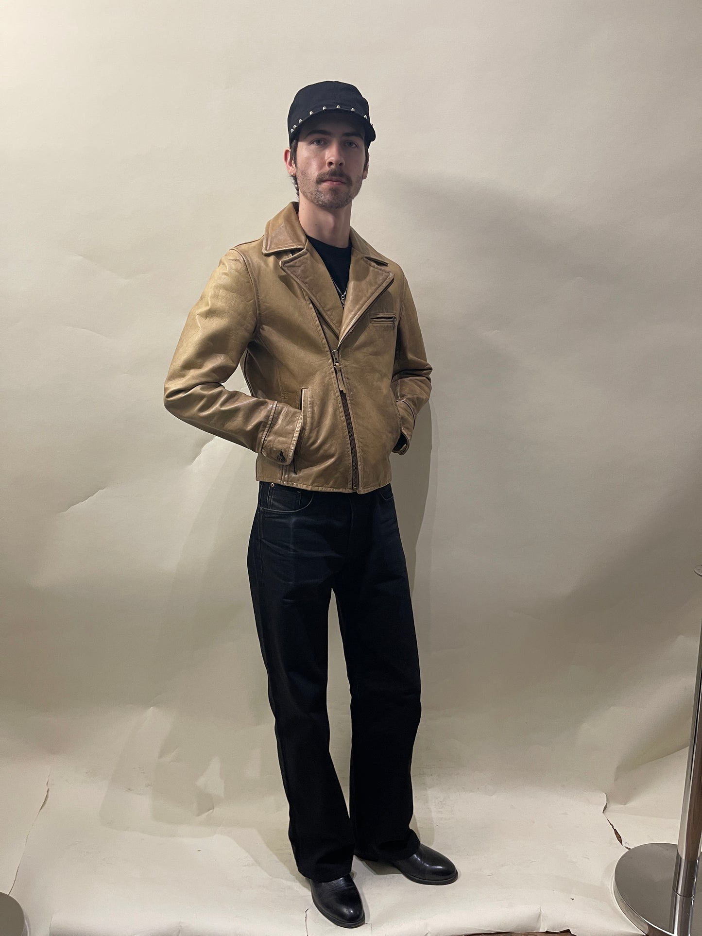 Polo Ralph Lauren Tan Natural Cowhide Biker Jacket Small - S