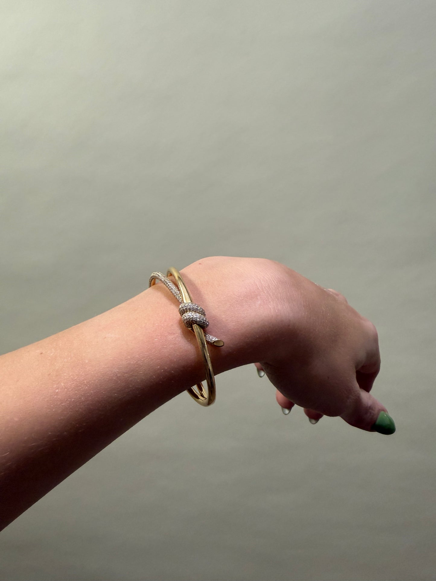 Tiffany & Co. Gold Double Row Hinged Diamond Bangle