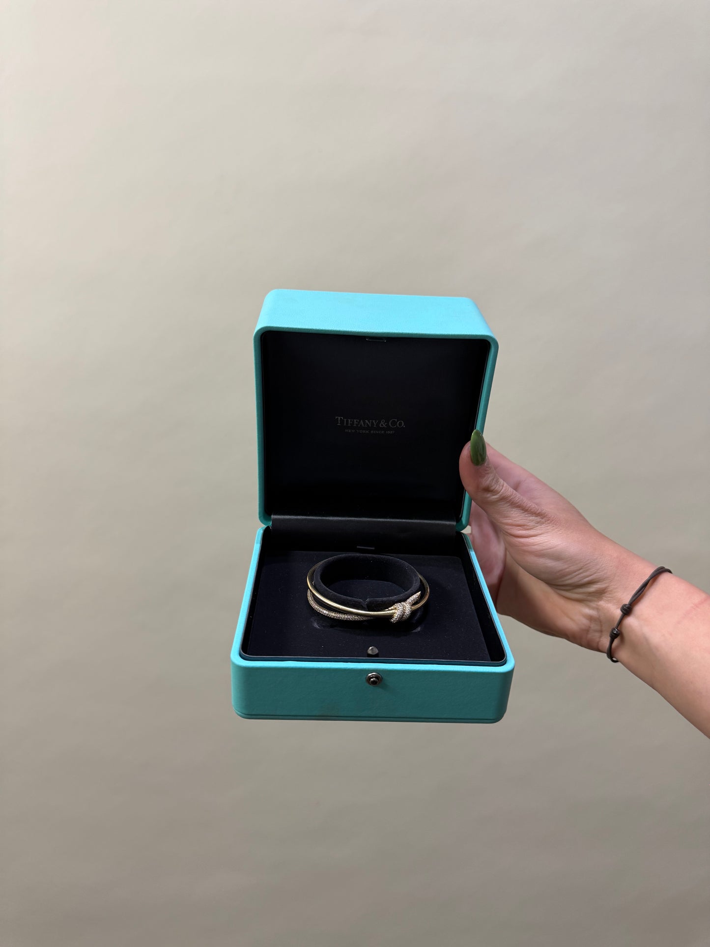 Tiffany & Co. Gold Double Row Hinged Diamond Bangle