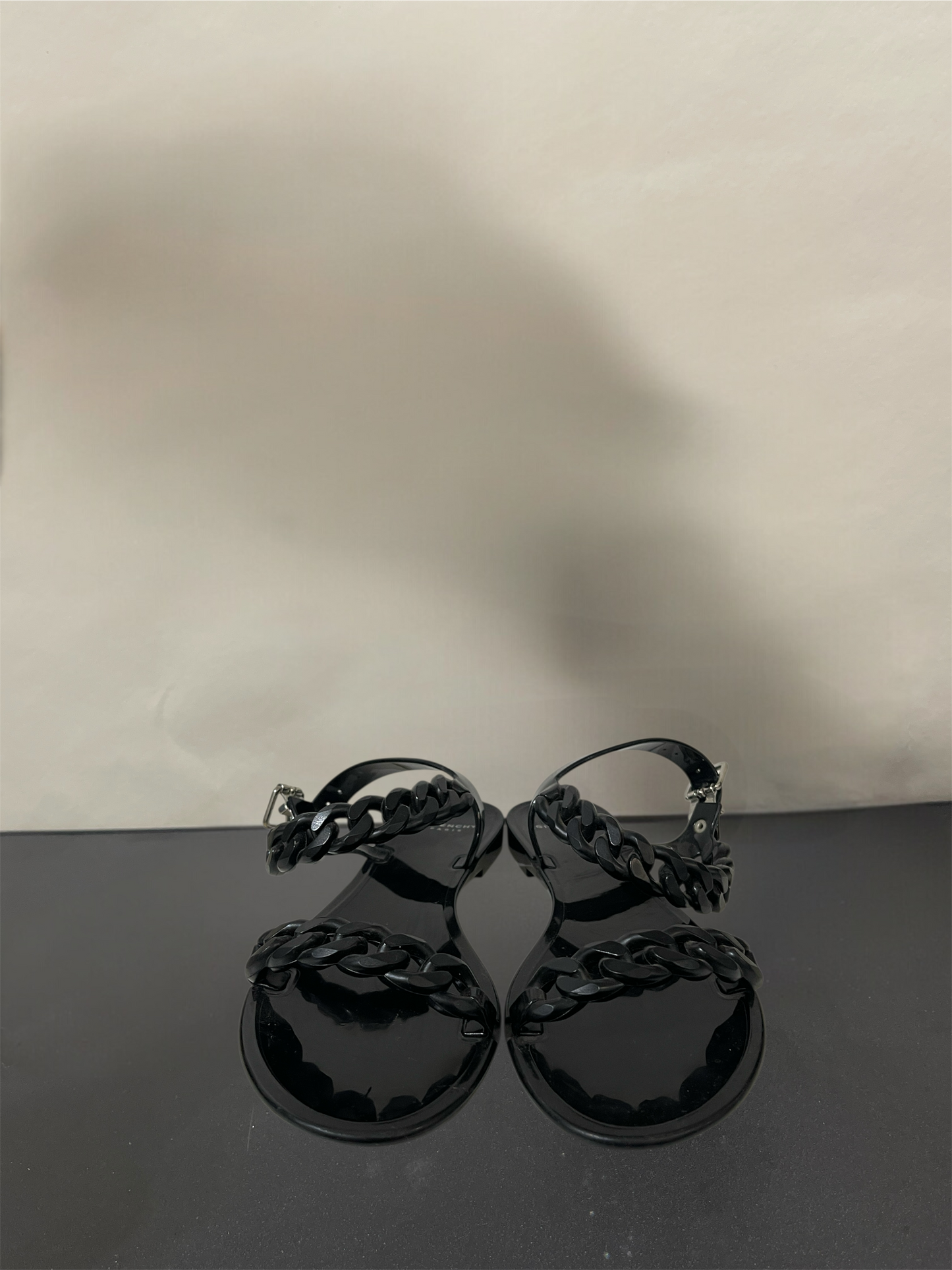 Givenchy Black Chain Motif Jelly Sandals 6.5 M / 8 W