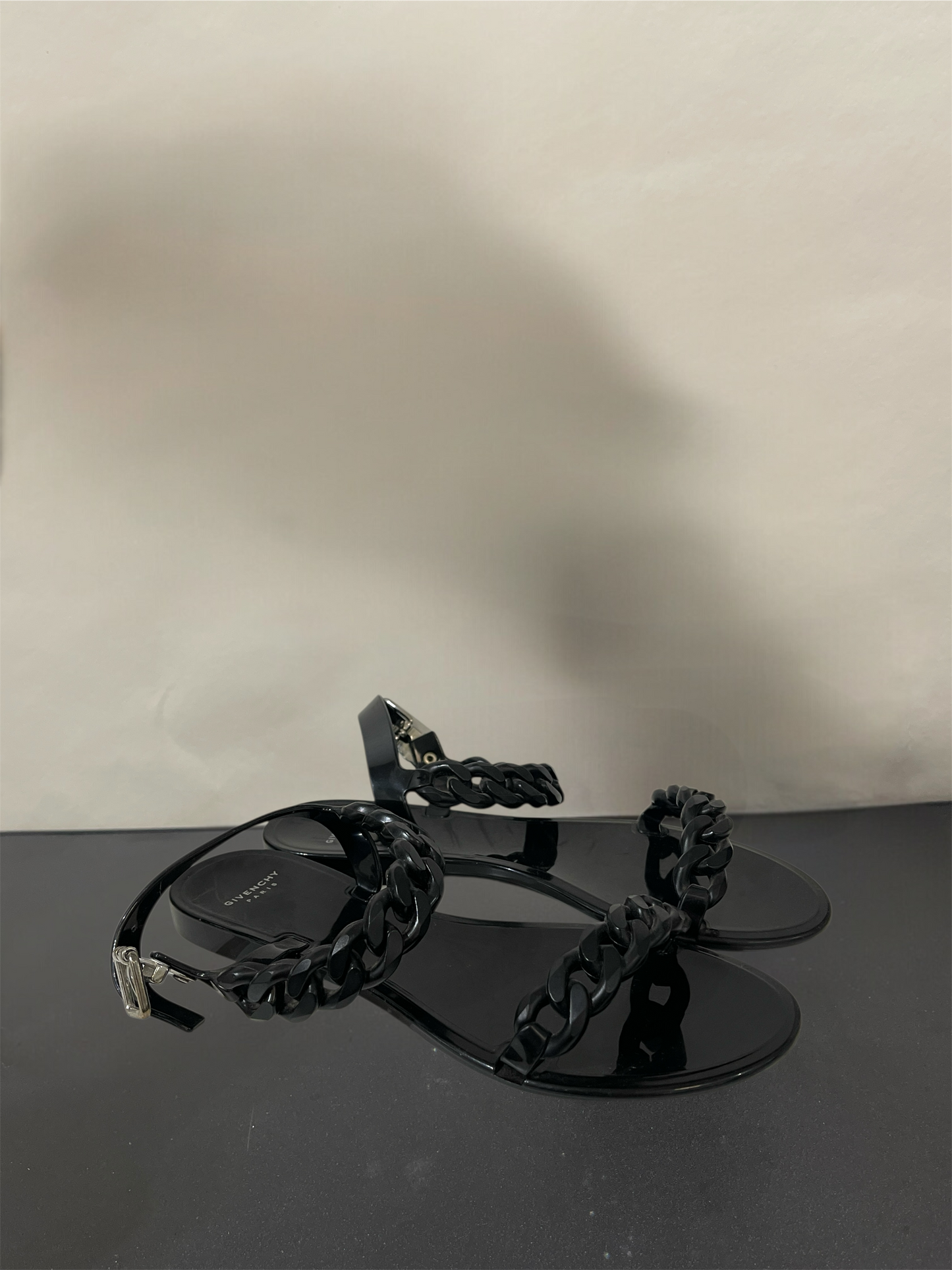 Givenchy Black Chain Motif Jelly Sandals 6.5 M / 8 W