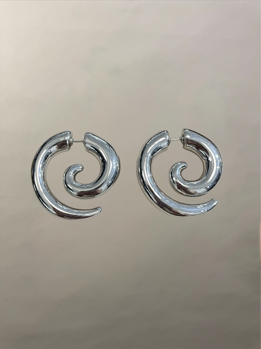 Vetements Silver Spiral Hoop Earrings