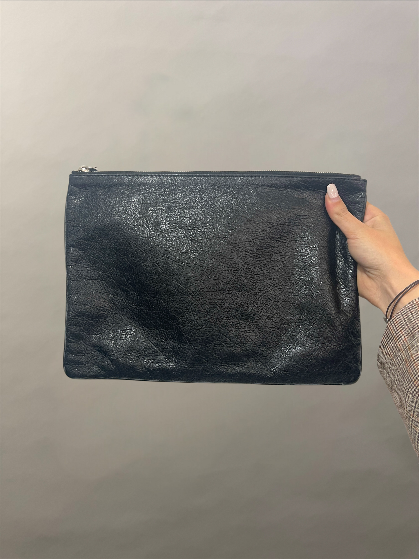 Balenciaga Black Leather & Rainbow 'I Love Techno' Clutch
