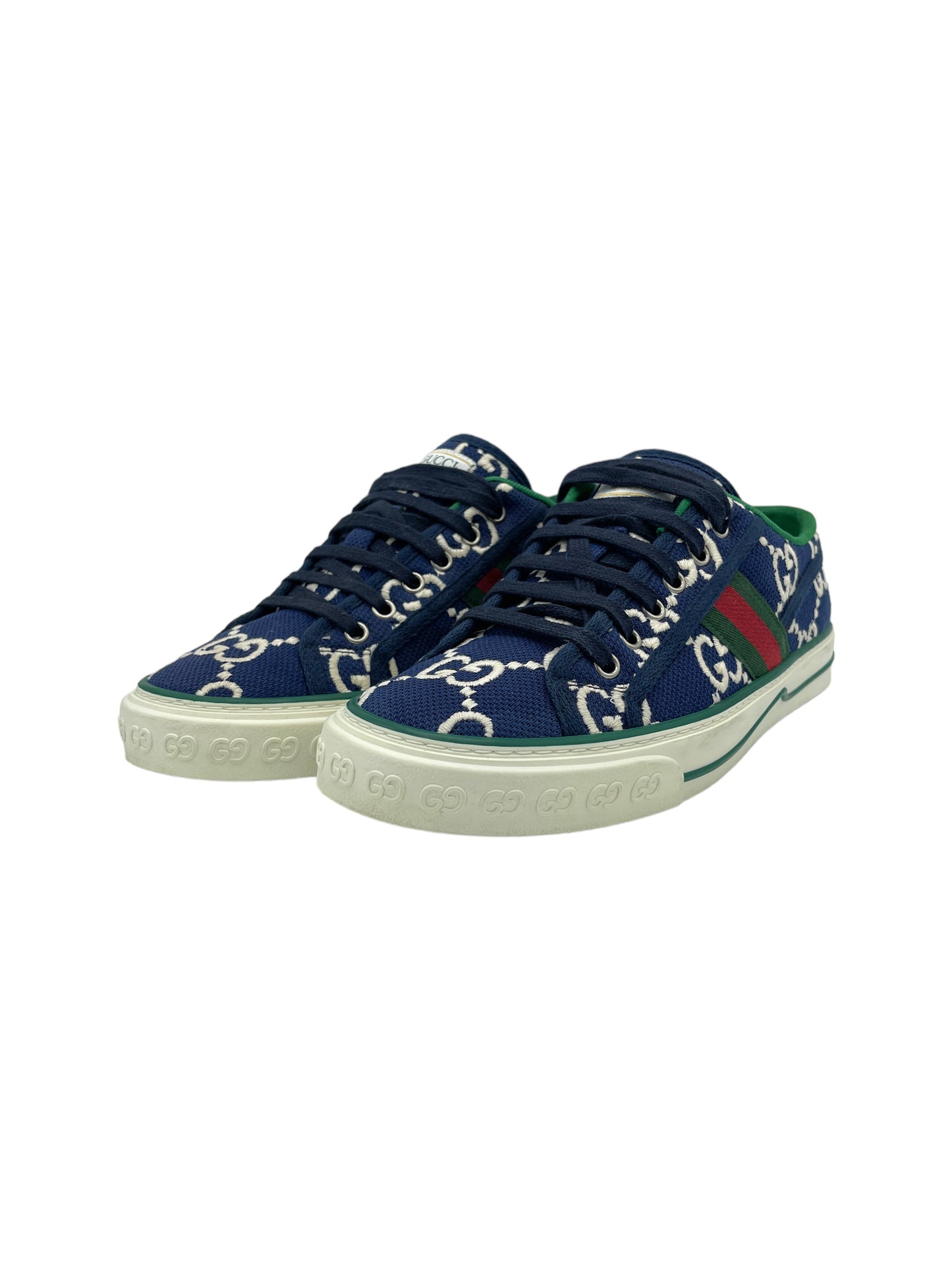 Gucci Navy Blue GG ‘Gucci Tennis 1977’ Sneakers - Genuine Design Luxury Consignment for Men. New & Pre-Owned Clothing, Shoes, & Accessories. Calgary, Canada