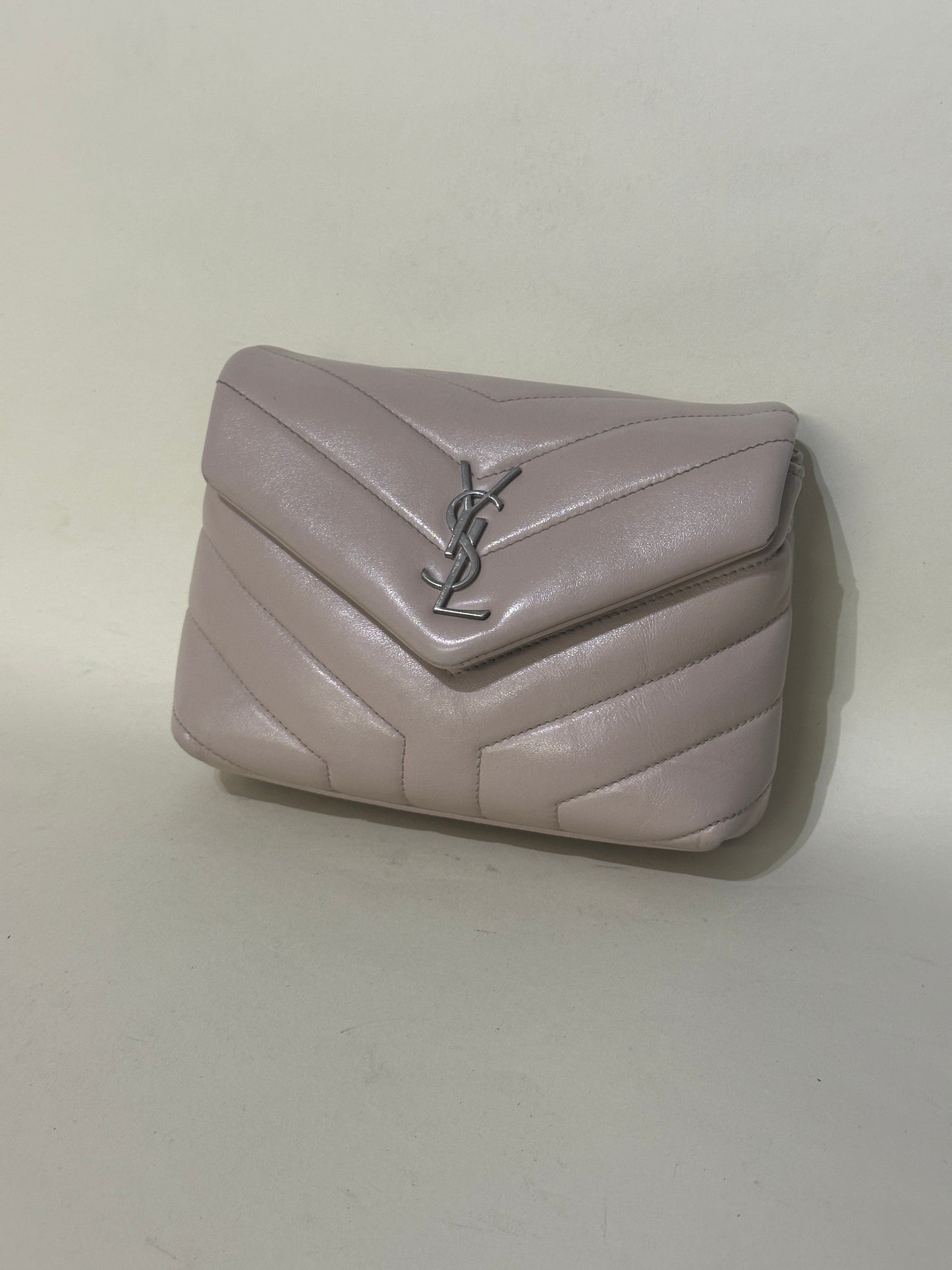 Saint Laurent Beige Calfskin Leather Toy Loulou Bag