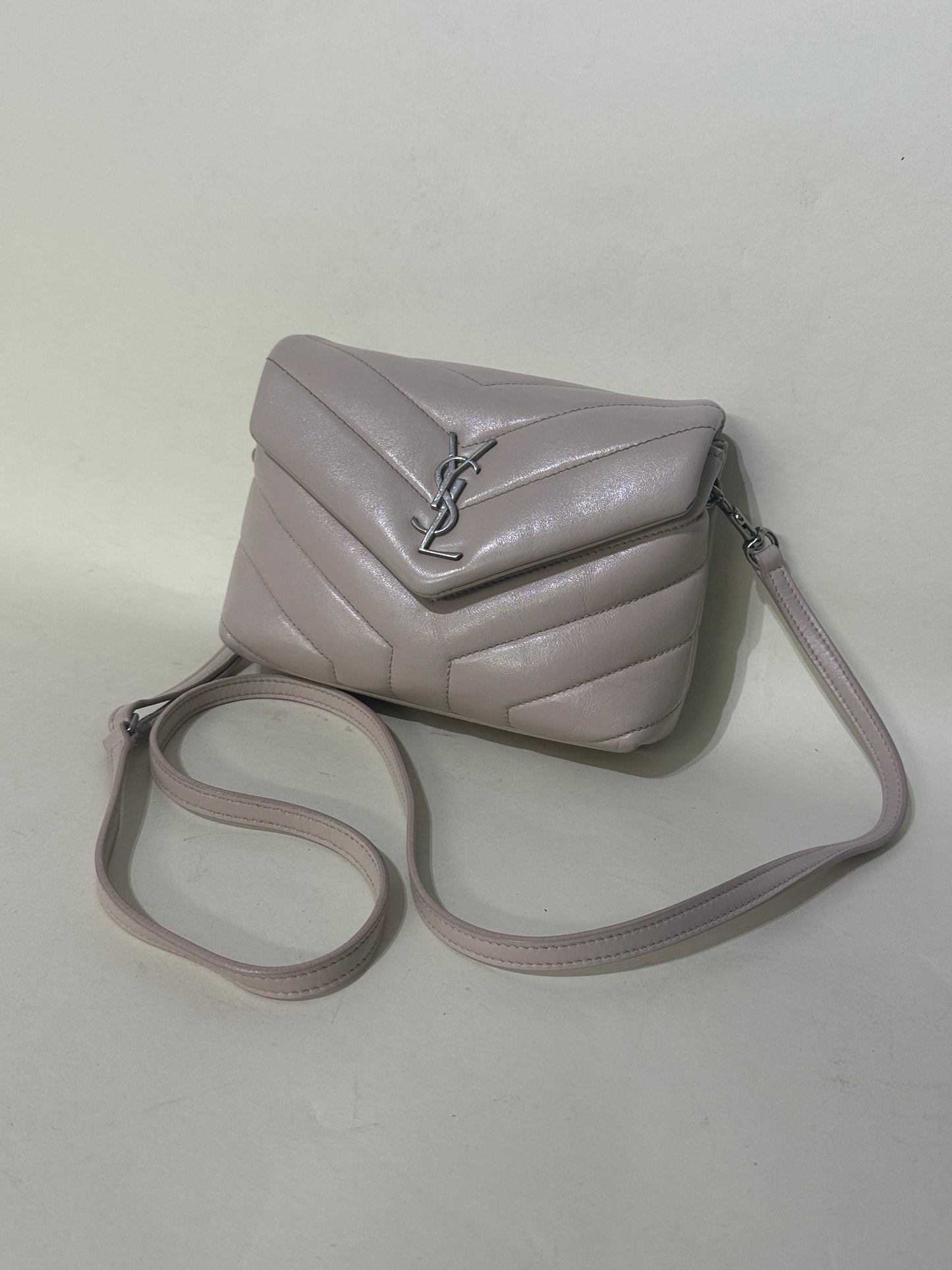 Saint Laurent Beige Calfskin Leather Toy Loulou Bag