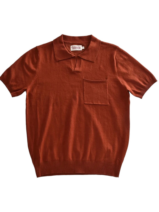 Knit Pocket Short Sleeve Cotton Polo Shirt