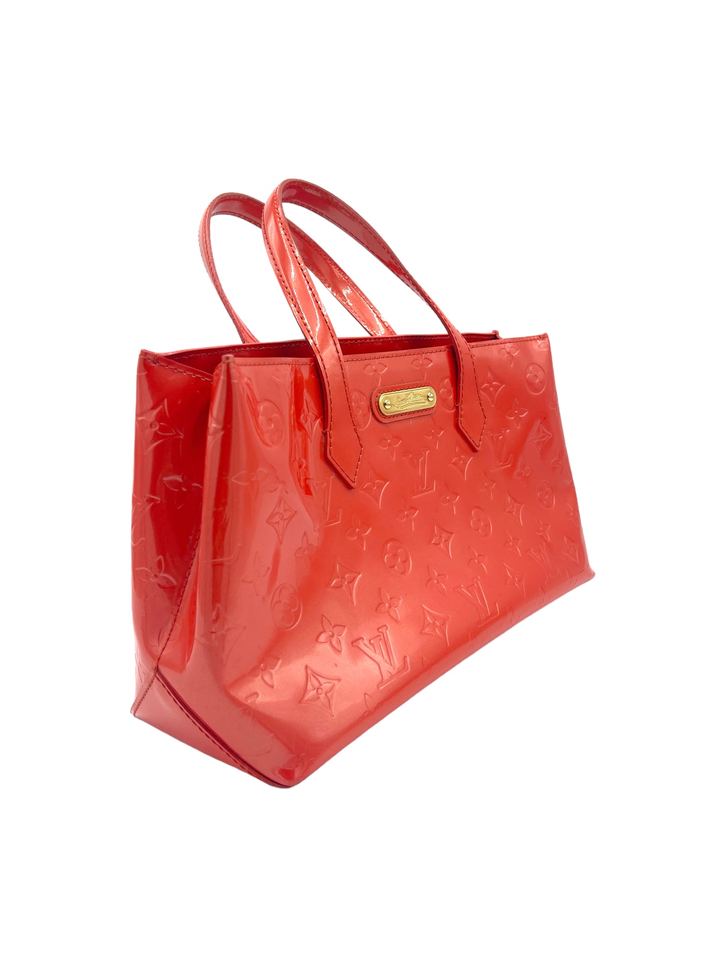 Louis Vuitton Orange Sunset Vernis Wilshire PM Handbag OS