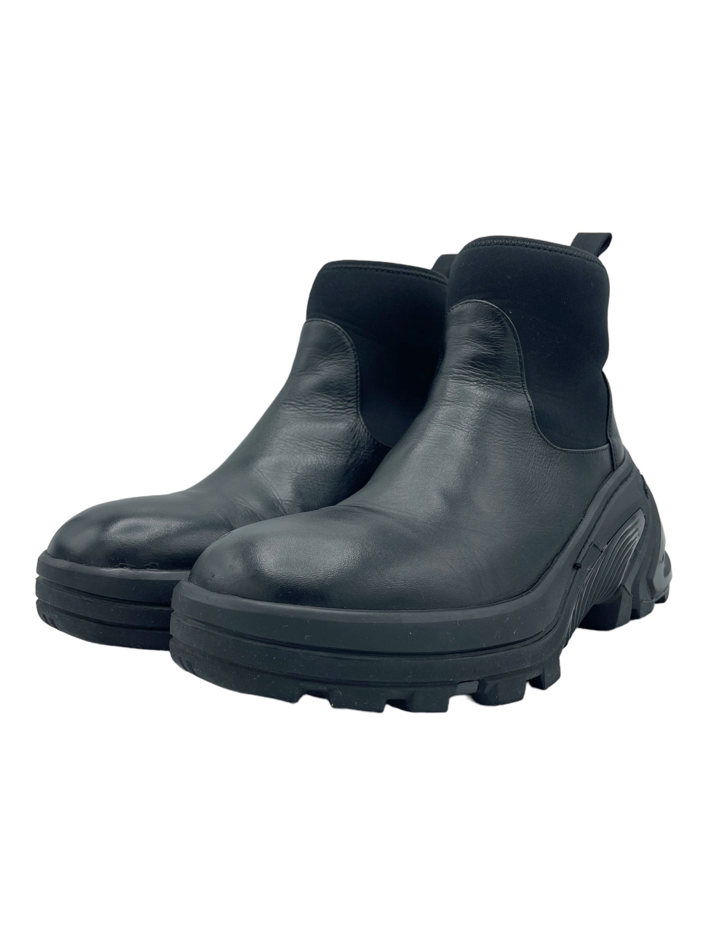 1017 ALYX 9SM Black Leather Elasticized Boots 9 M / 10.5 W