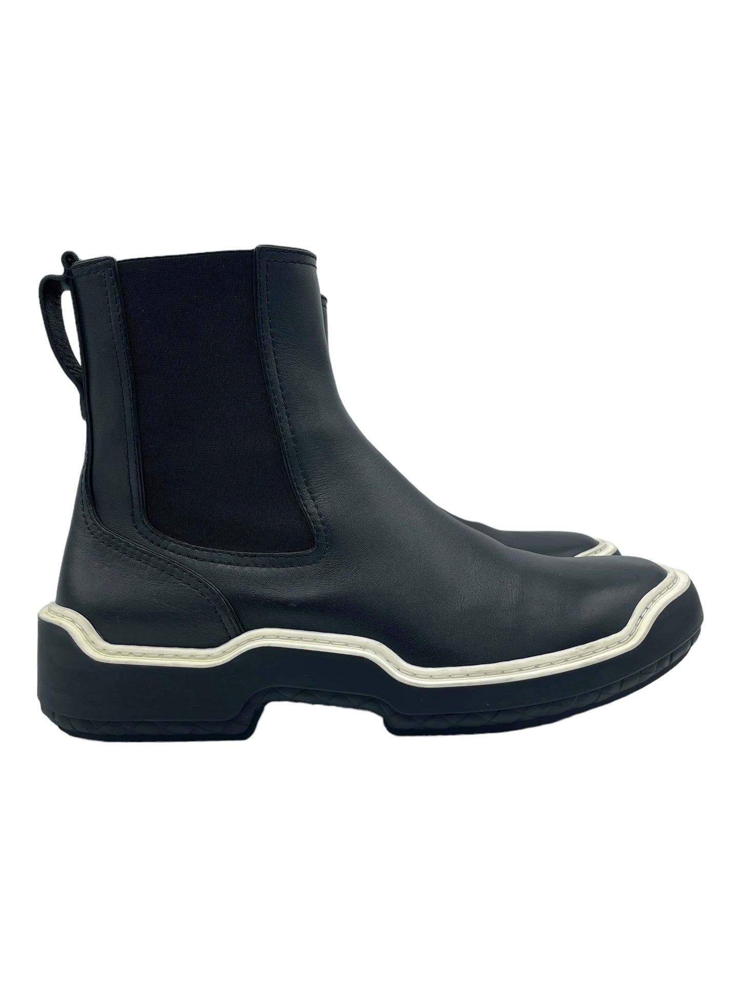 Bottega Veneta Black & White Leather Chelsea Boots 10 M / 11.5 W