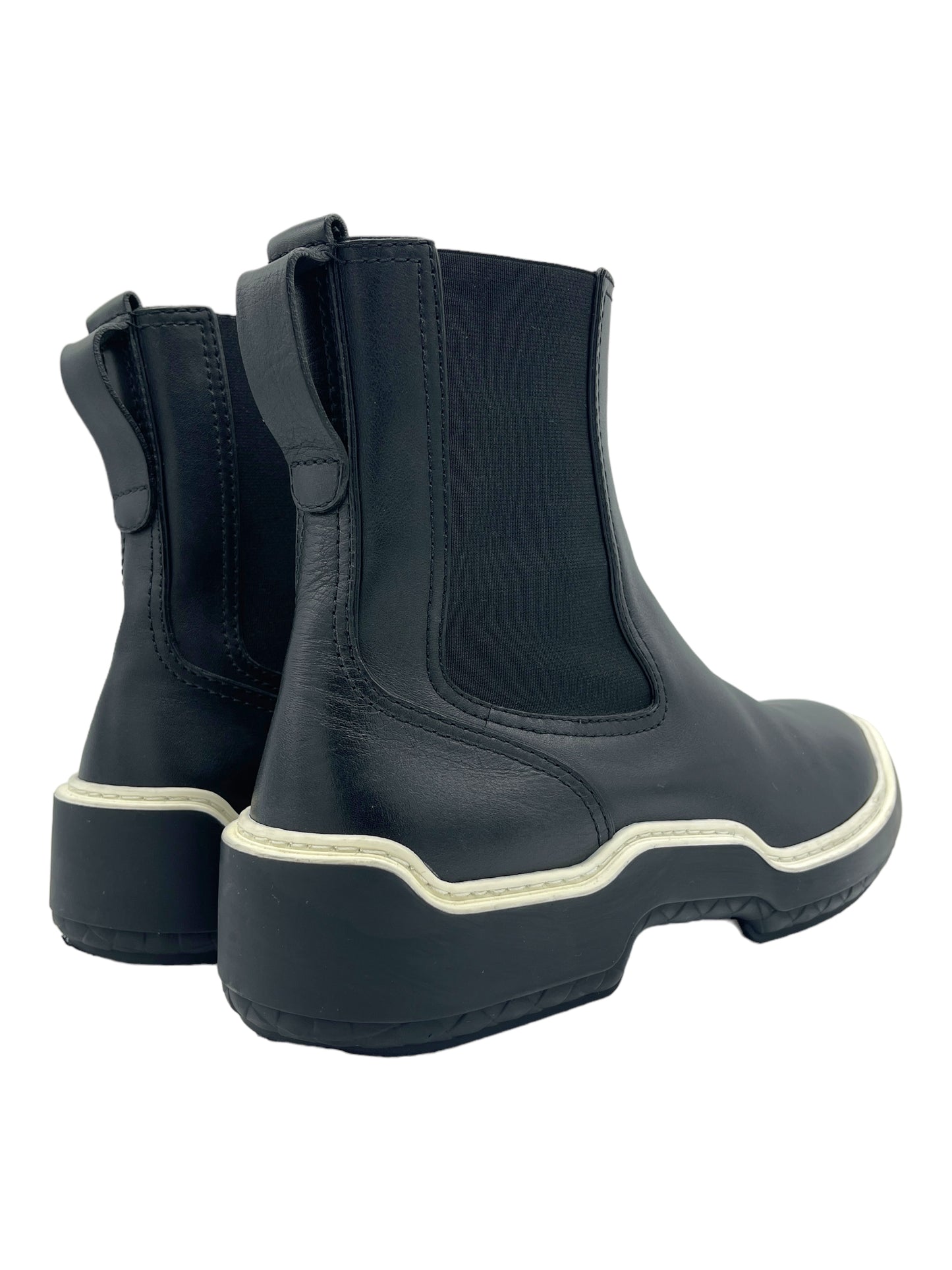 Bottega Veneta Black & White Leather Chelsea Boots 10 M / 11.5 W