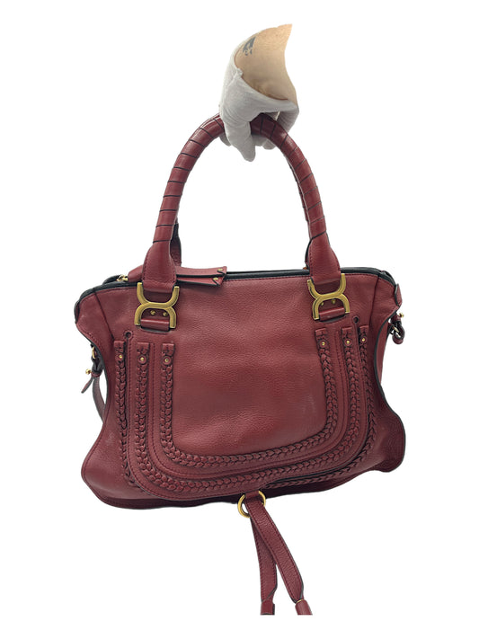 Chloé Red Leather Marcie Braided Satchel Bag