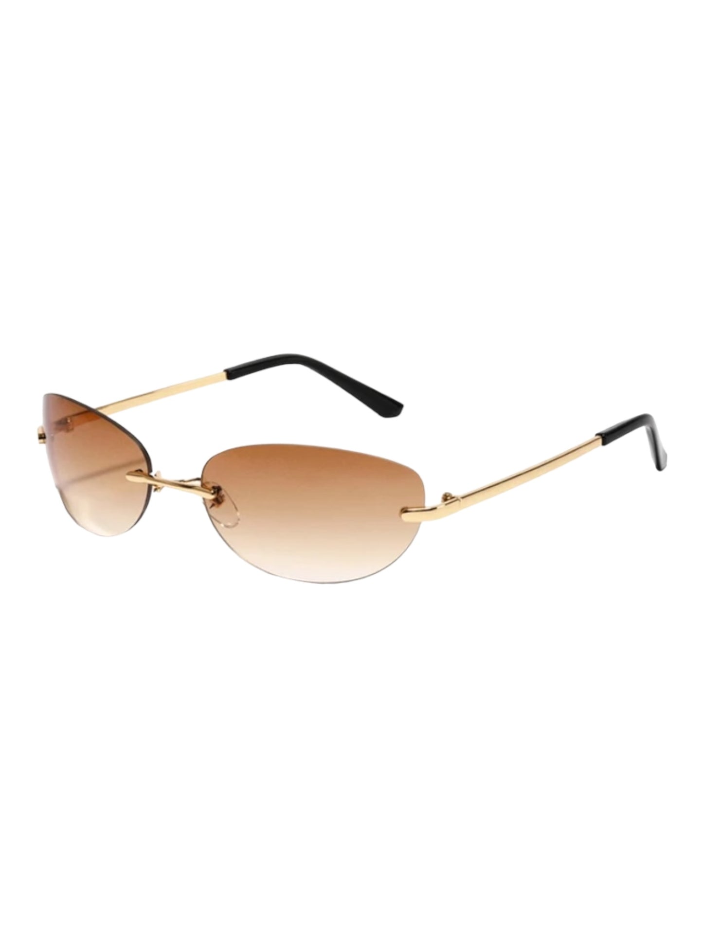 Frameless Rounded Lens Sport Sunglasses