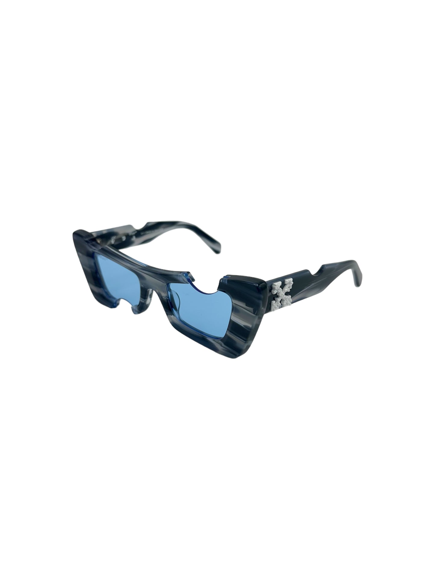 Off-White Navy Blue Marble Cannes Cutout Sunglasses