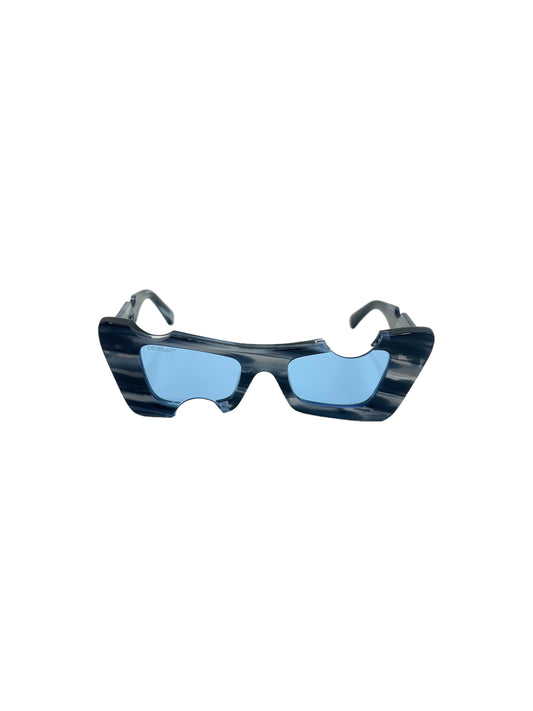 Off-White Navy Blue Marble Cannes Cutout Sunglasses