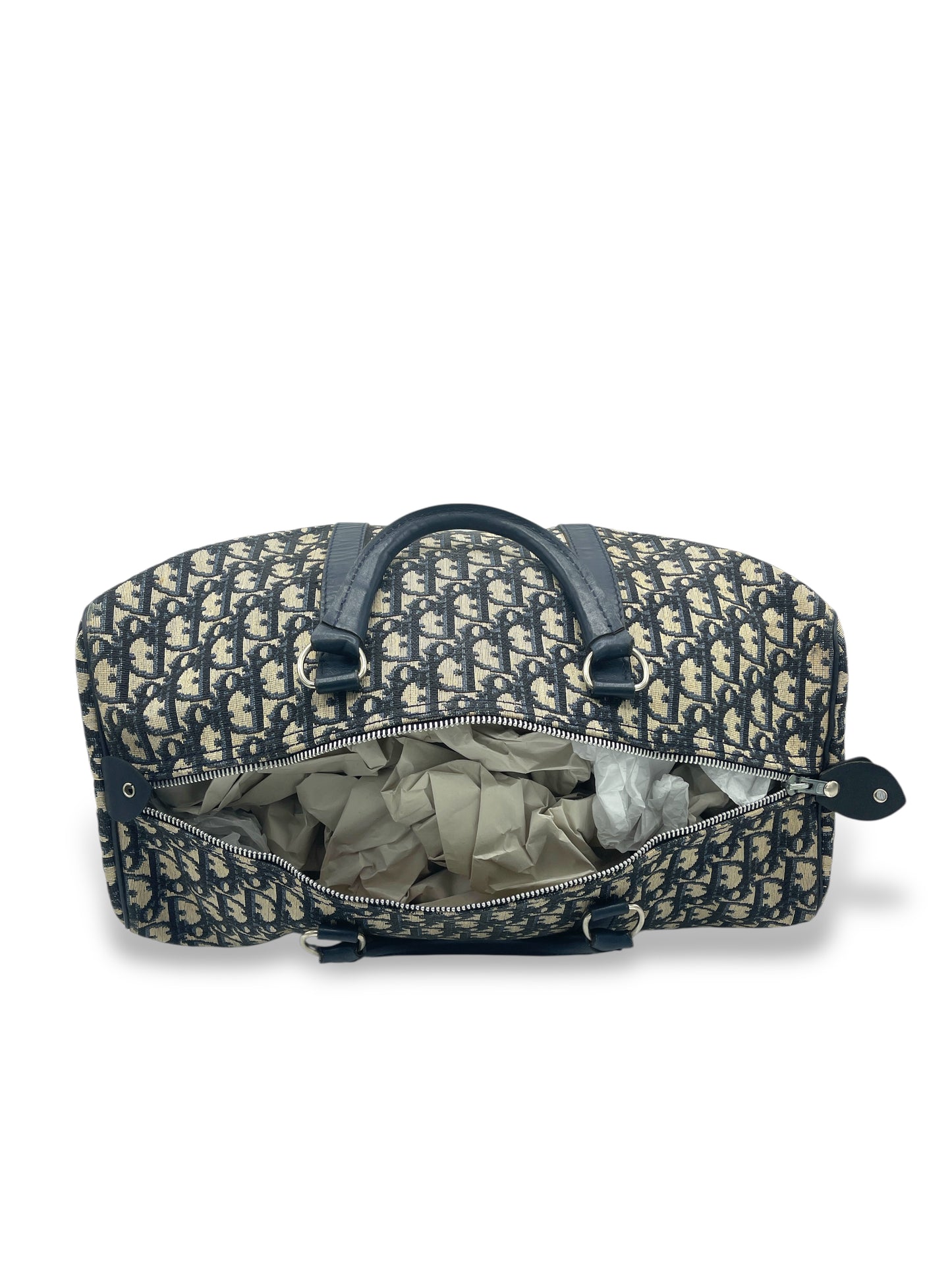 Christian Dior Navy & Beige Monogram Boston Trotter Bag