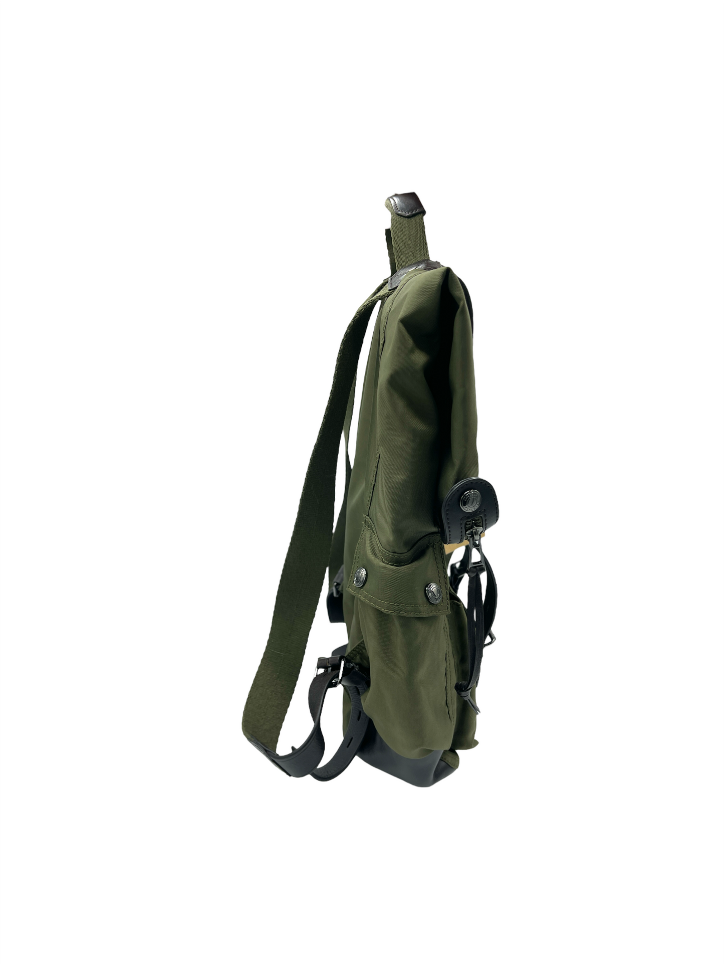 Belstaff Olive Green Nylon & Leather Backpack