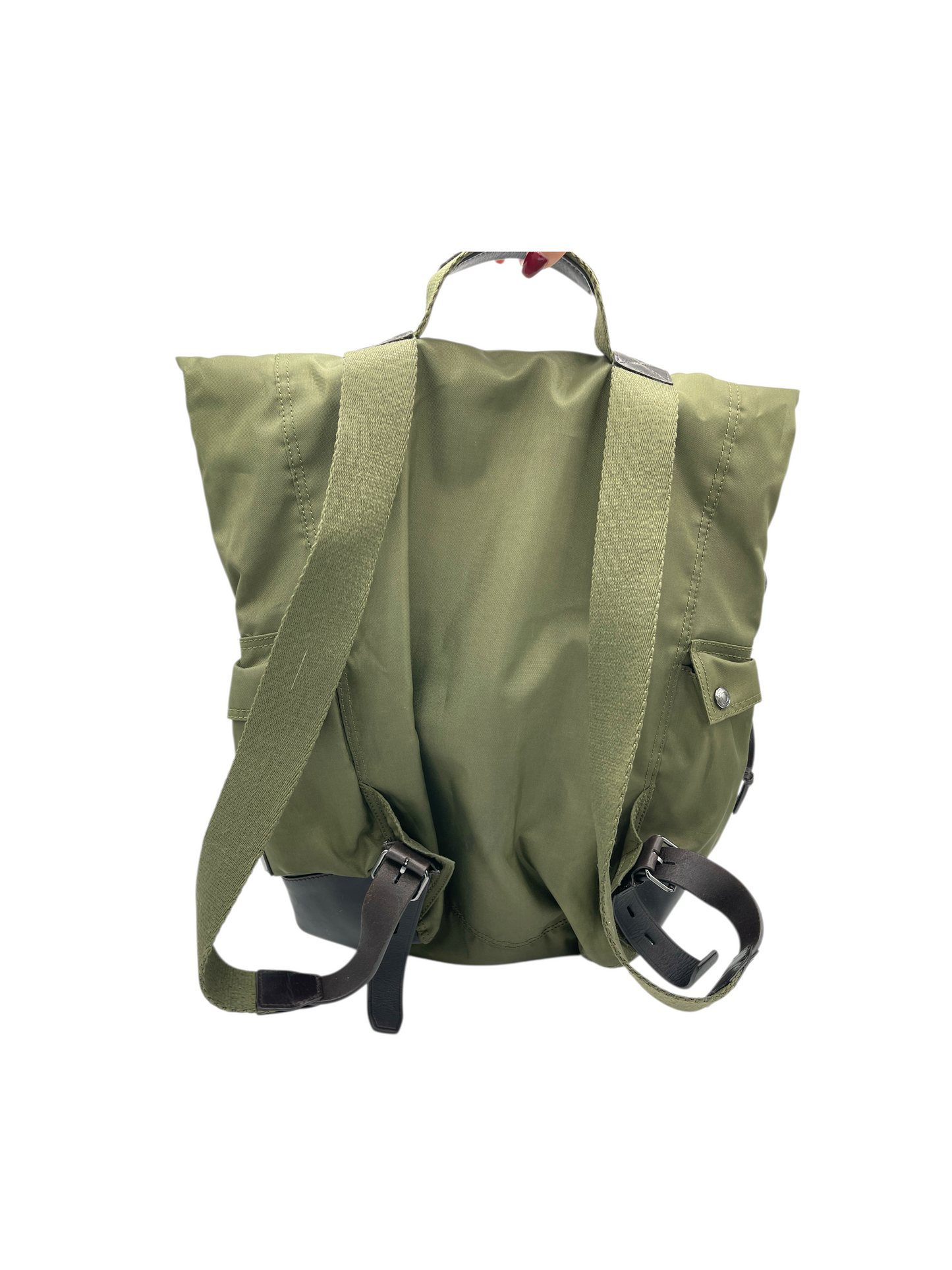 Belstaff Olive Green Nylon & Leather Backpack