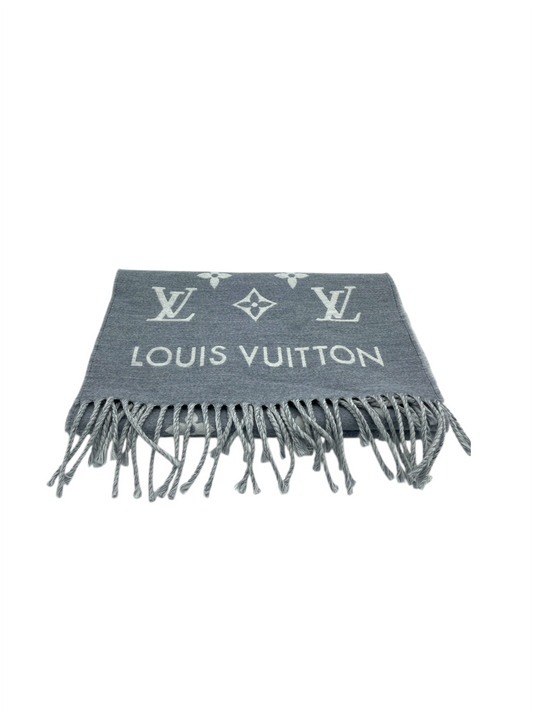 Louis Vuitton Light Grey & White All About Monogram Wool Scarf