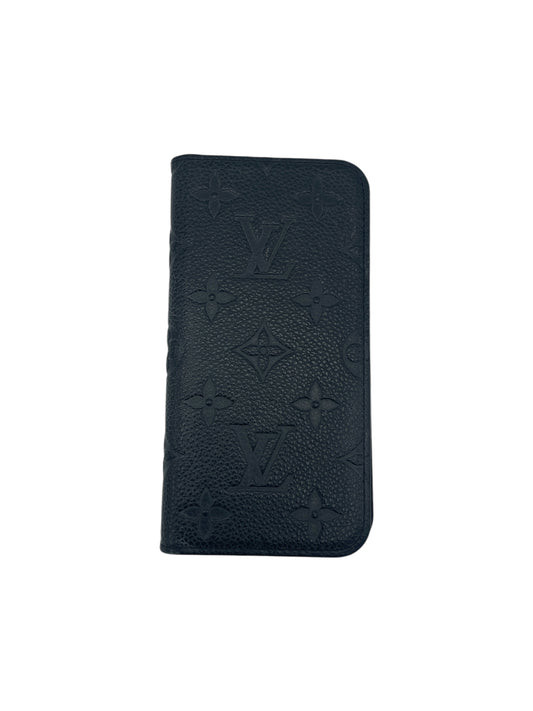 Louis Vuitton Black Pebbled Leather Monogram iPhone 10 Case