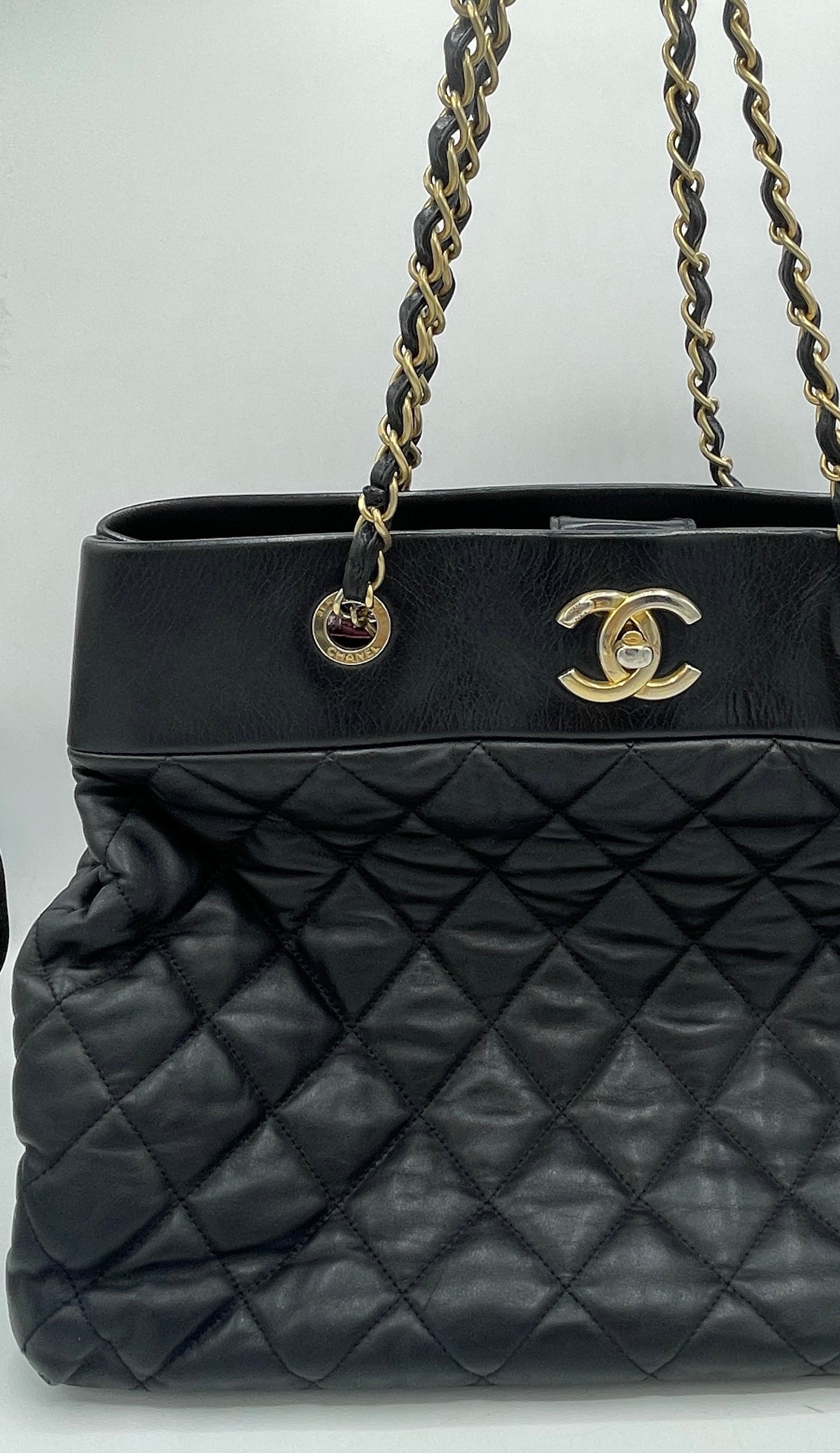 Chanel Black Quilted Leather Soft Elegance Tote