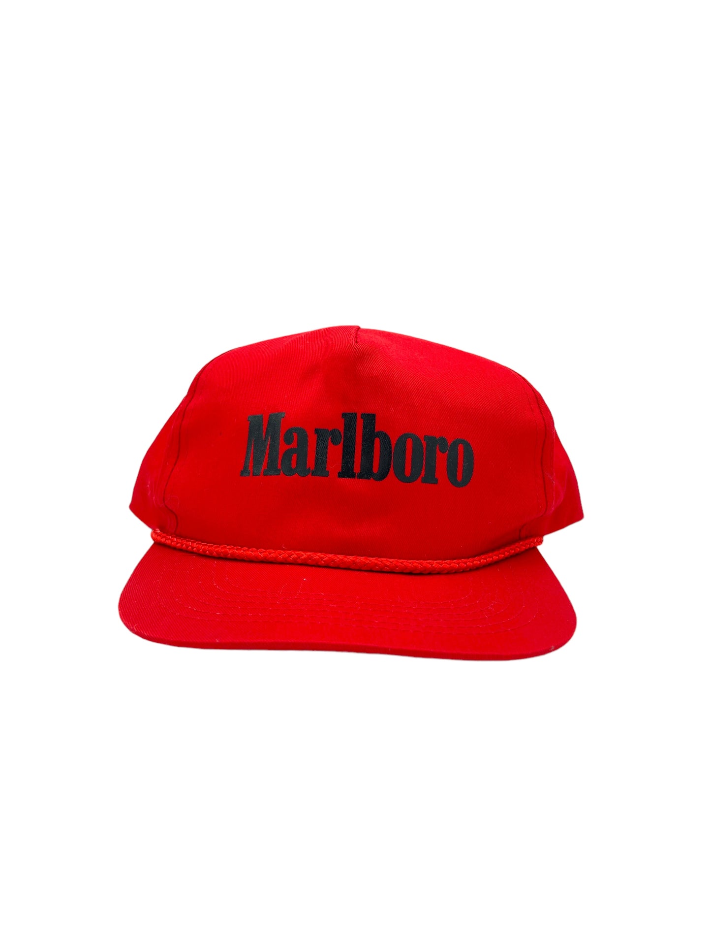 Marlboro Red 'Marlboro' Spellout Logo Snapback Rope Hat - Genuine Design Luxury Consignment. New & Pre-Owned Clothing, Shoes, & Accessories. Calgary, Canada