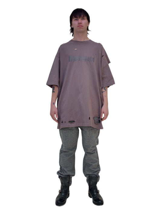 Balenciaga Light Brown Oversized Ripped Cotton Jersey T-Shirt - Genuine Design Luxury Consignment for Men. New & Pre-Owned Clothing, Shoes, & Accessories. Calgary, Canada