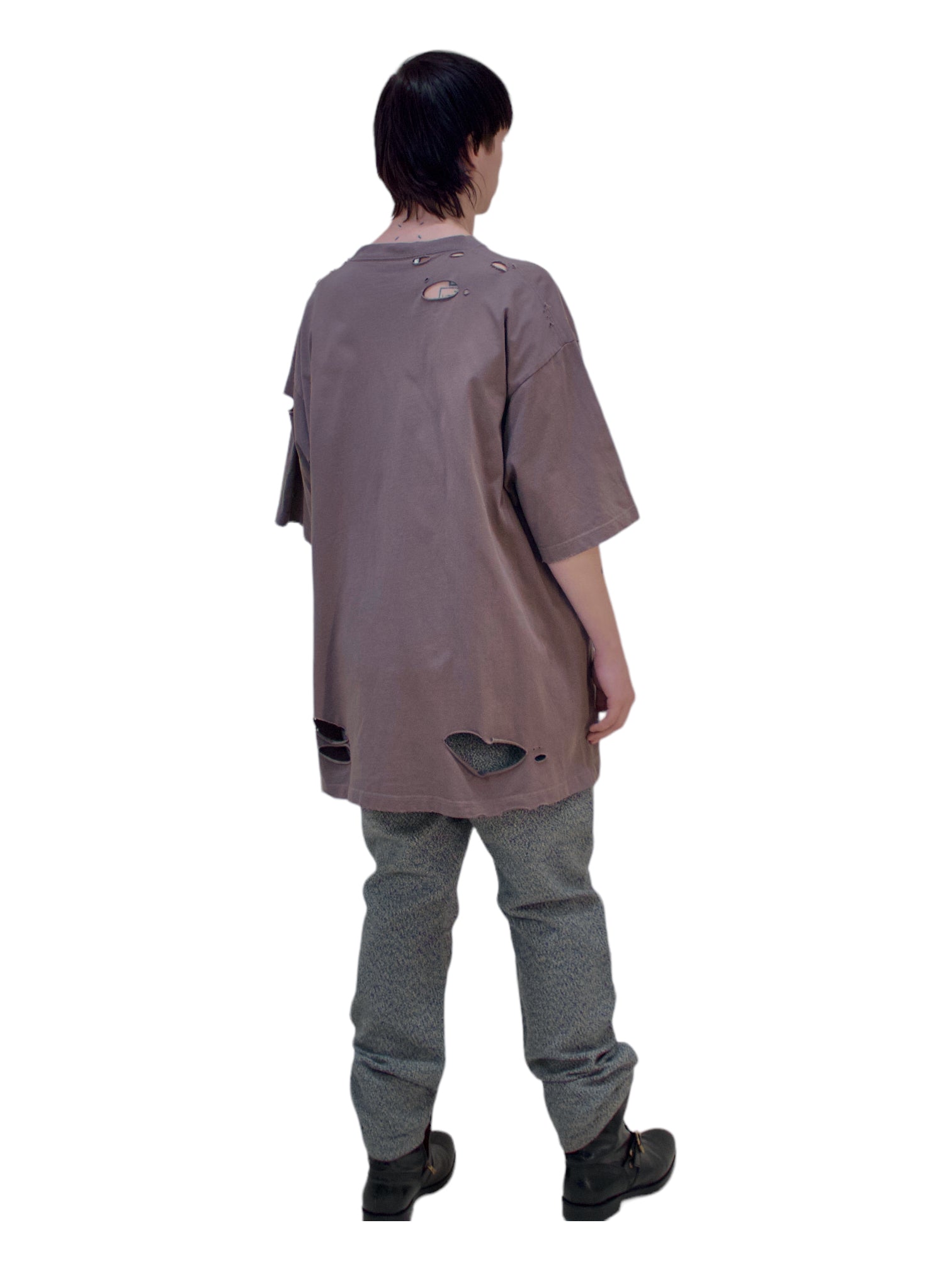 Balenciaga Light Brown Oversized Ripped Cotton Jersey T-Shirt - Genuine Design Luxury Consignment for Men. New & Pre-Owned Clothing, Shoes, & Accessories. Calgary, Canada