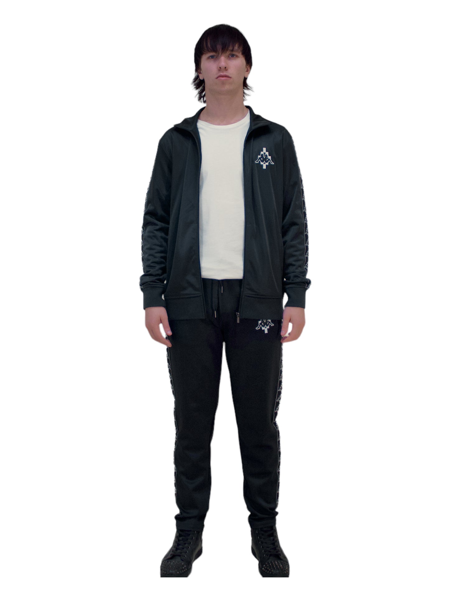 Marcelo Burlon X Kappa Black Tracksuit Top - Genuine Design Luxury Consignment. New & Pre-Owned Clothing, Shoes, & Accessories. Calgary, Canada