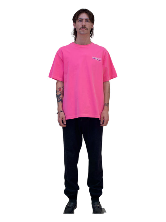 Balenciaga Pink Oversized Cotton Jersey T-Shirt - Genuine Design Luxury Consignment. New & Pre-Owned Clothing, Shoes, & Accessories. Calgary, Canada