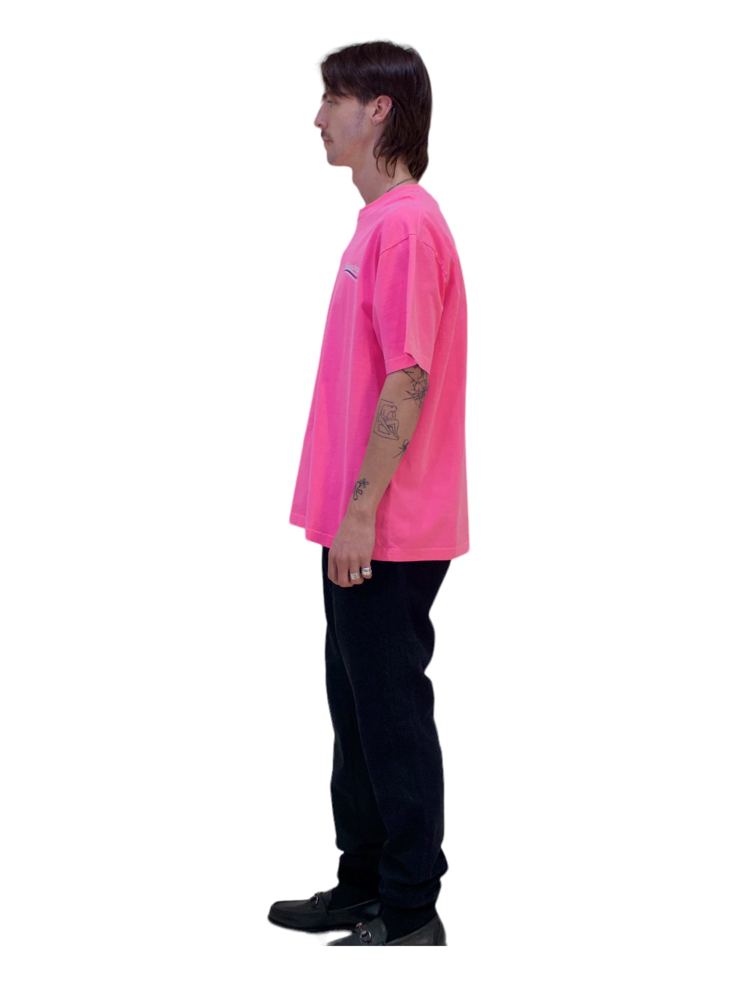 Balenciaga Pink Oversized Cotton Jersey T-Shirt - Genuine Design Luxury Consignment. New & Pre-Owned Clothing, Shoes, & Accessories. Calgary, Canada