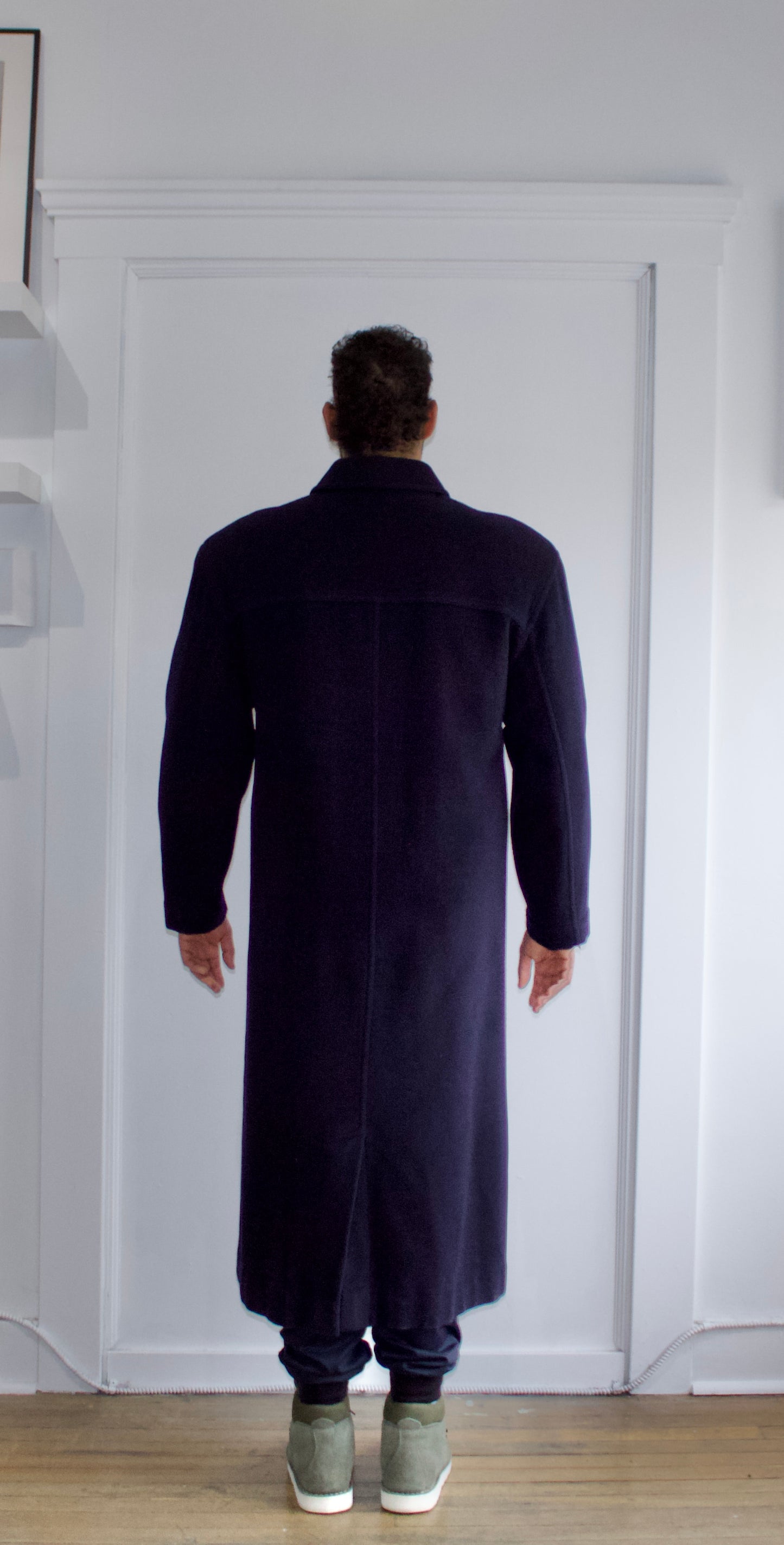 ByBlos Navy Blue Fleece-Like Wool Blend Trench Coat - Genuine Design Luxury Consignment. New & Pre-Owned Clothing, Shoes, & Accessories. Calgary, Canada