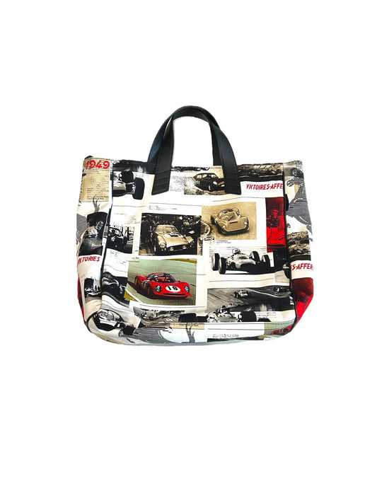 Ferrari White & Multicolour Canvas Printed Tote Bag - Genuine Design Luxury Consignment. New & Pre-Owned Clothing, Shoes, & Accessories. Calgary, Canada